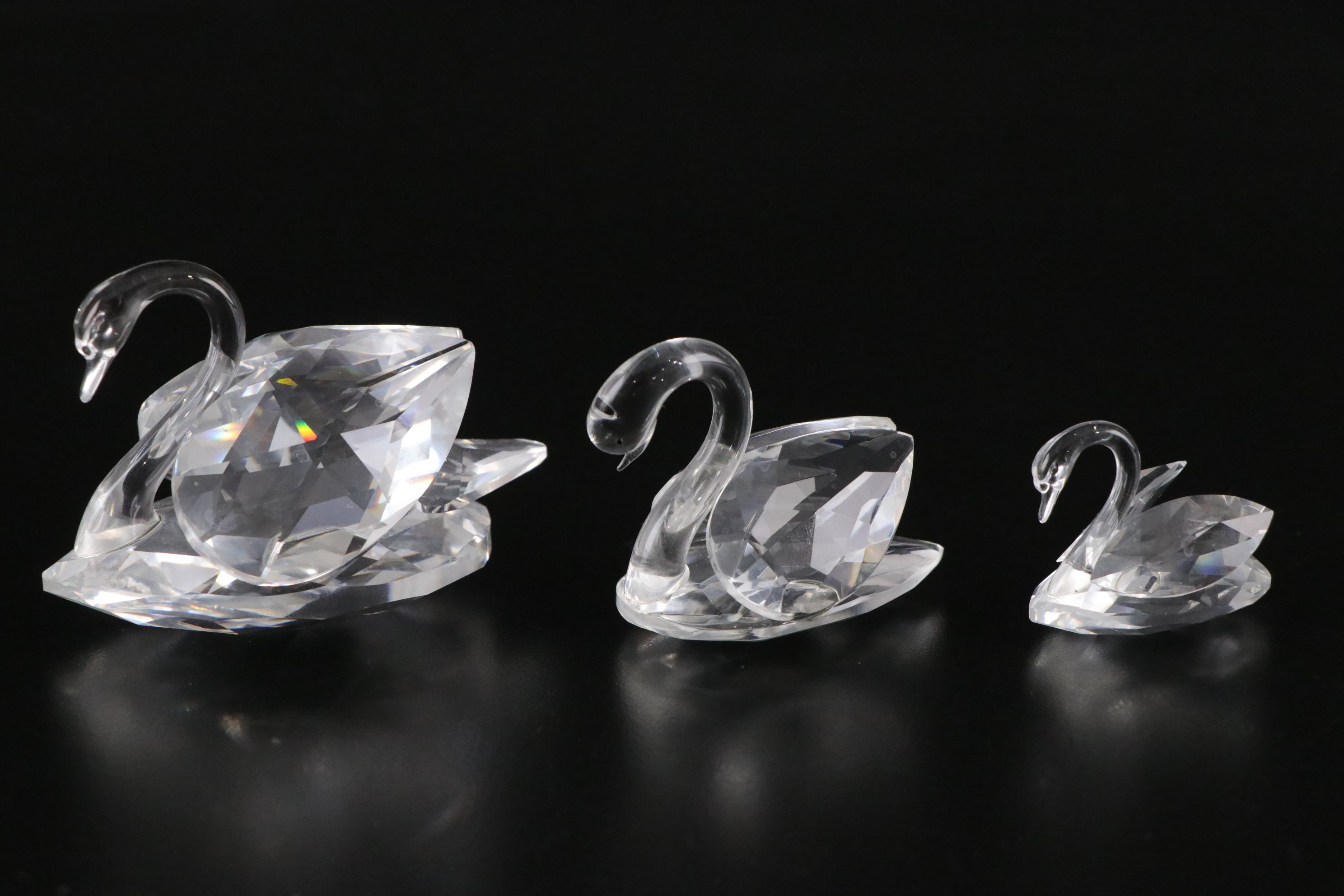 Swarovski Crystal Swan, Duck and Rabbit Figurines with Stand