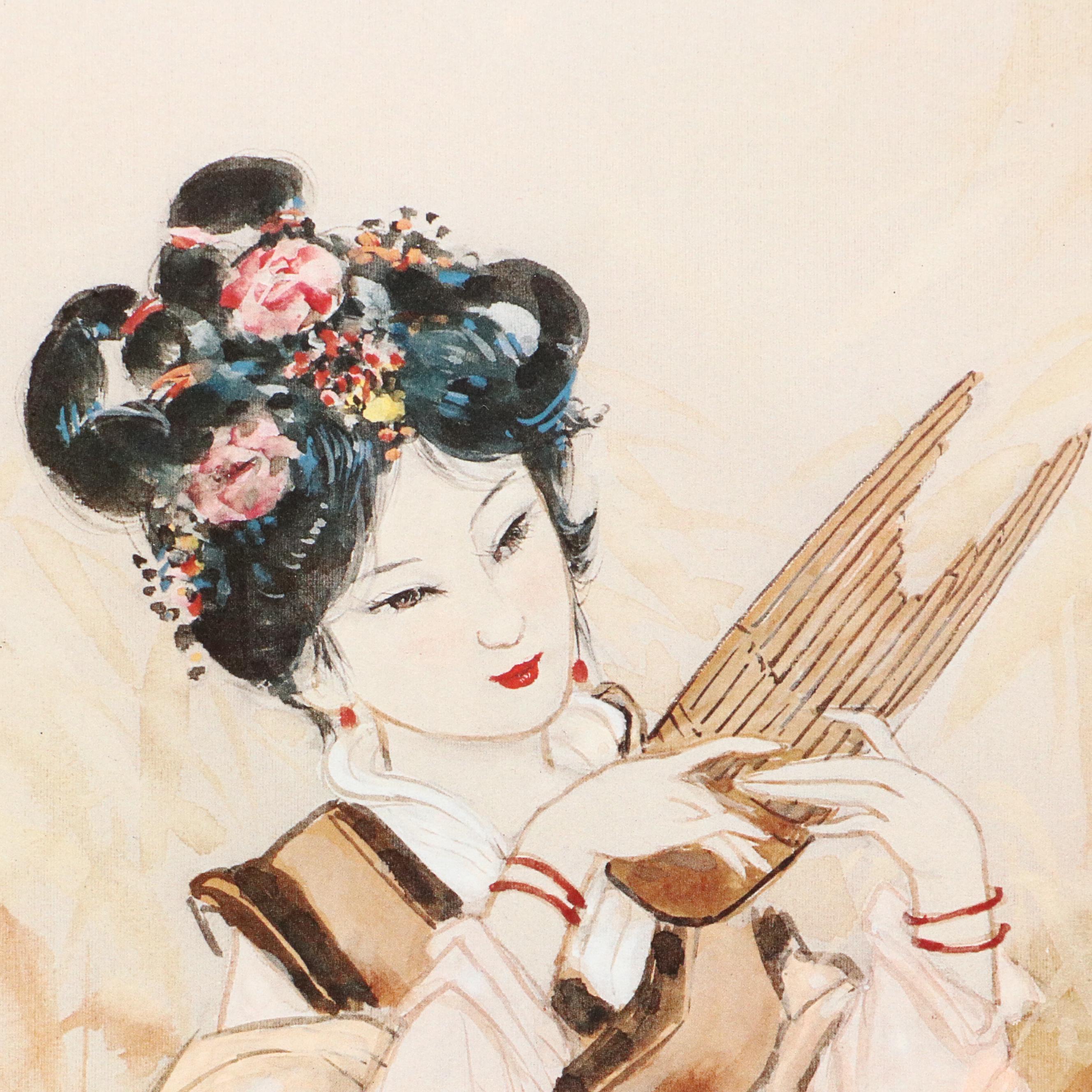 John Cheng Offset Lithographs of Young Japanese Women in Gardens