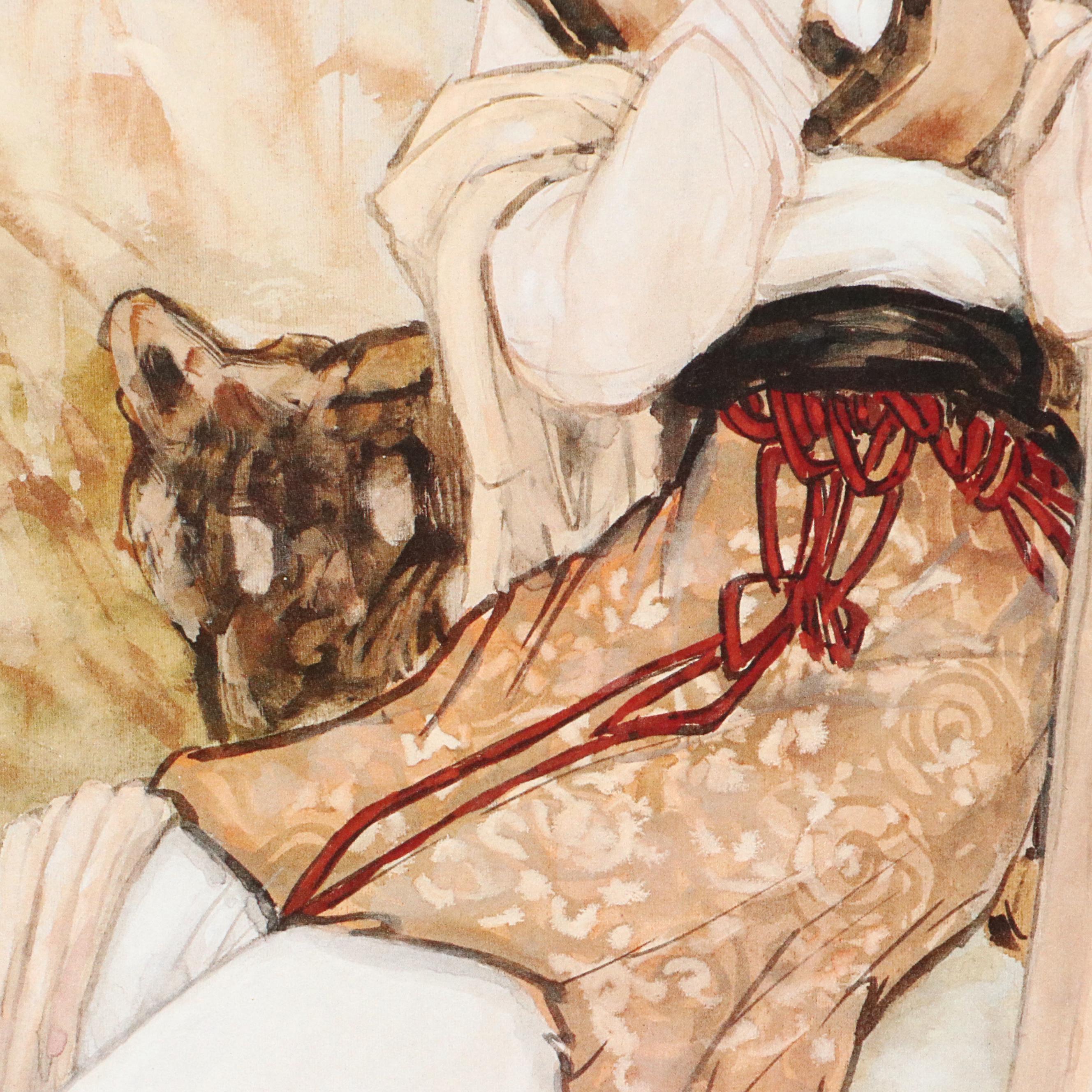 John Cheng Offset Lithographs of Young Japanese Women in Gardens