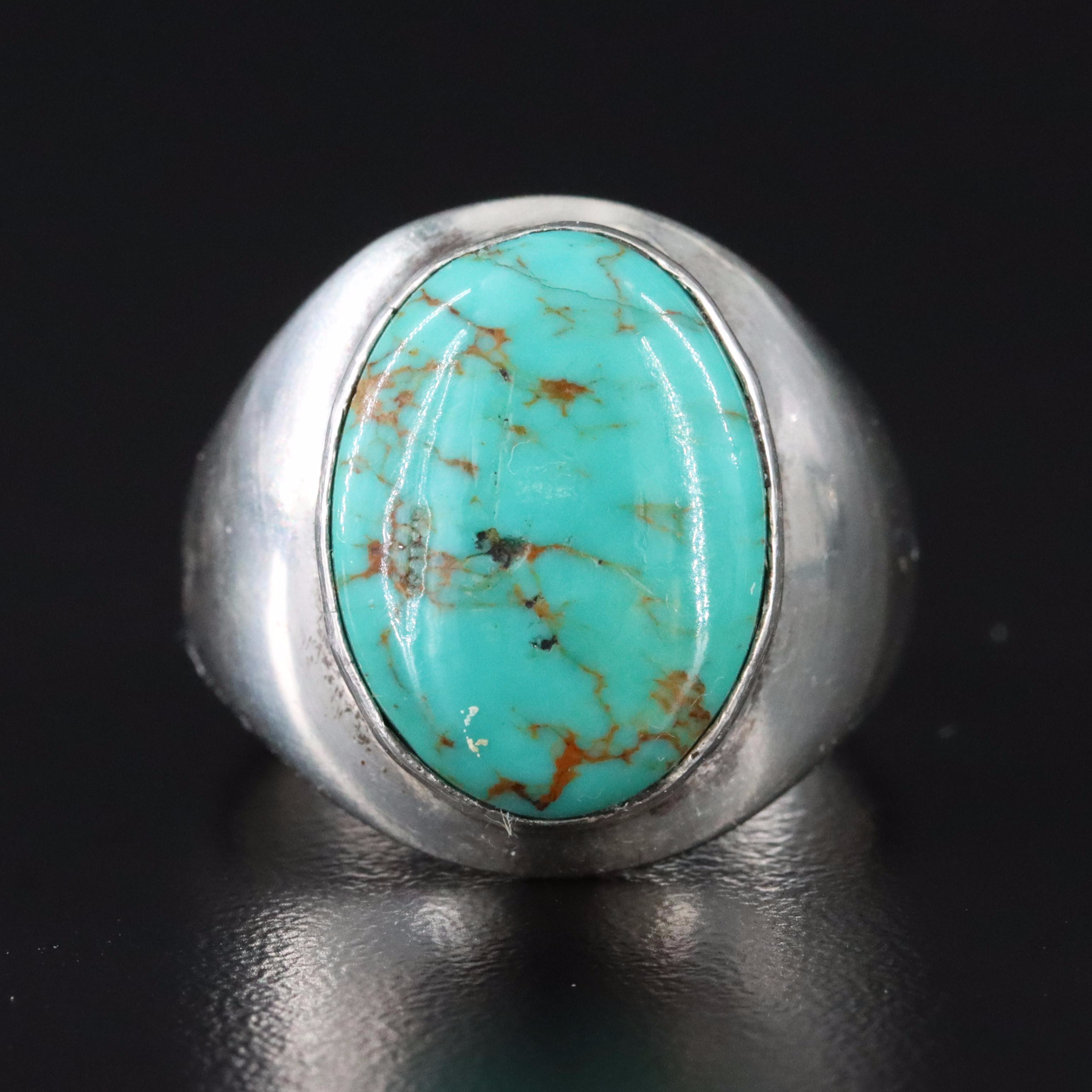 Signed Southwestern Sterling Turquoise Ring