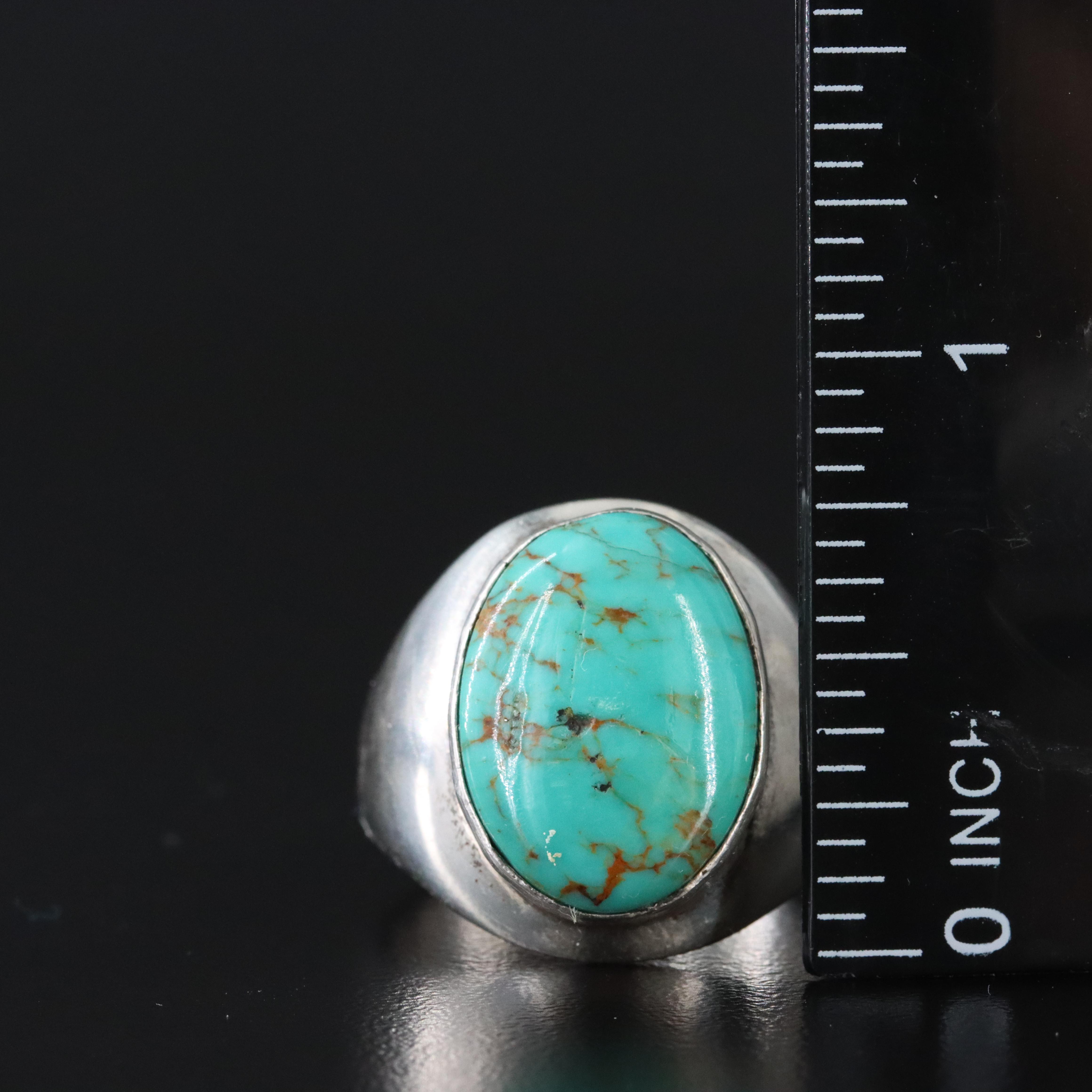 Signed Southwestern Sterling Turquoise Ring