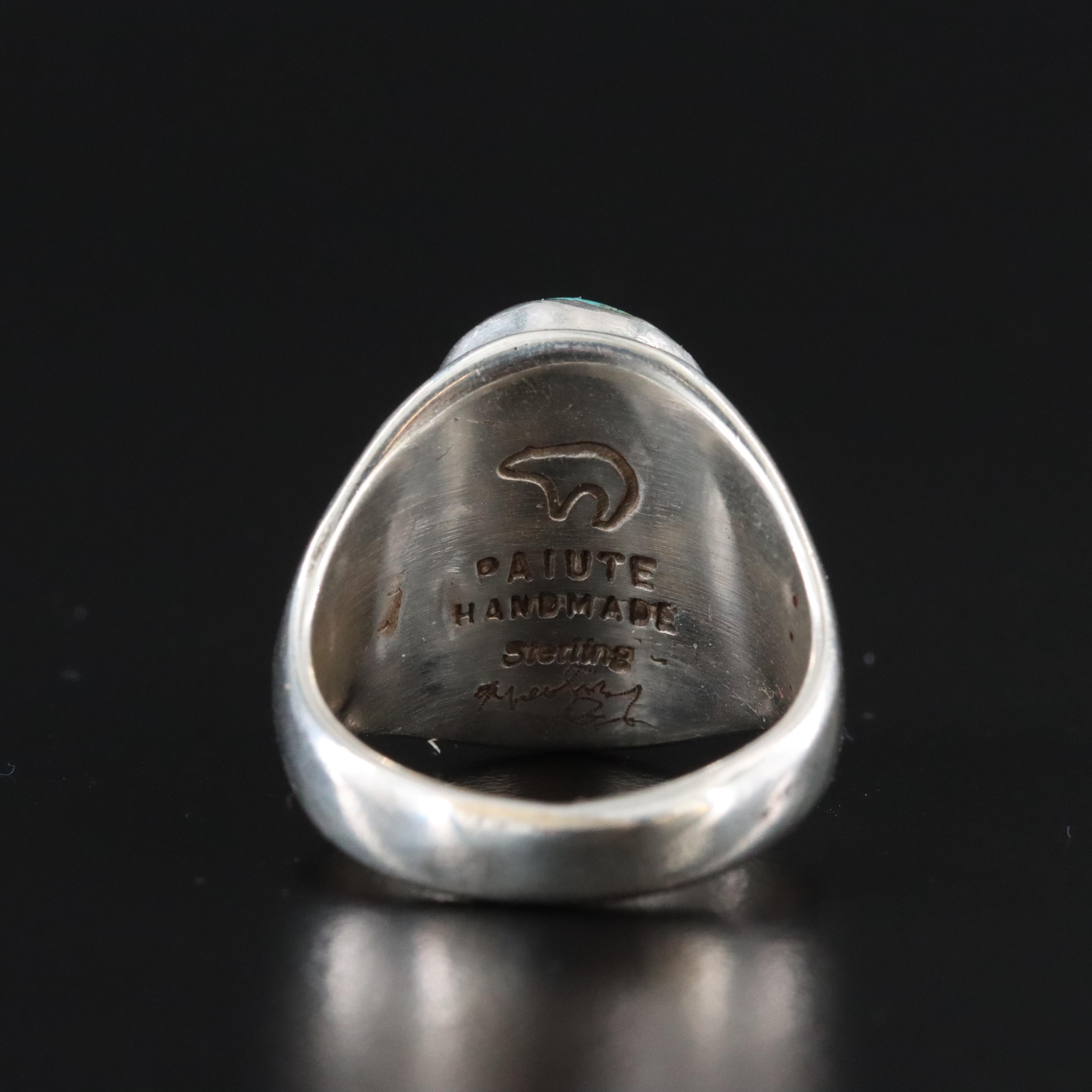 Signed Southwestern Sterling Turquoise Ring