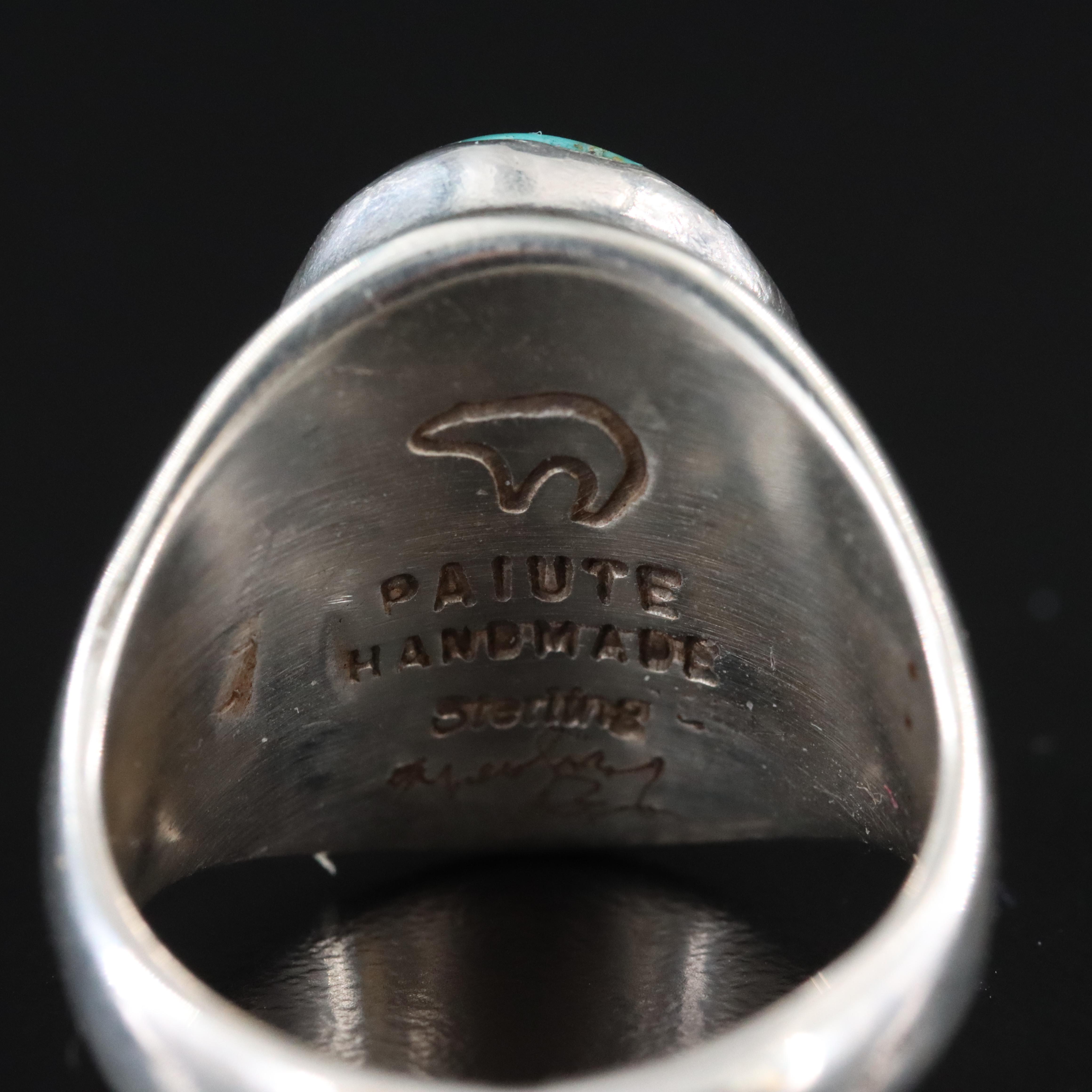 Signed Southwestern Sterling Turquoise Ring