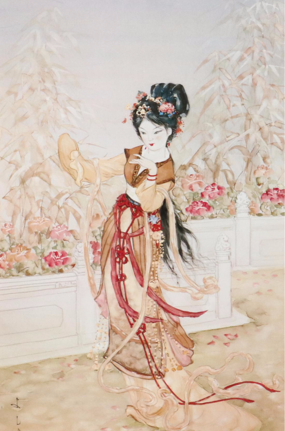 John Cheng Offset Lithographs of Young Japanese Women in Gardens