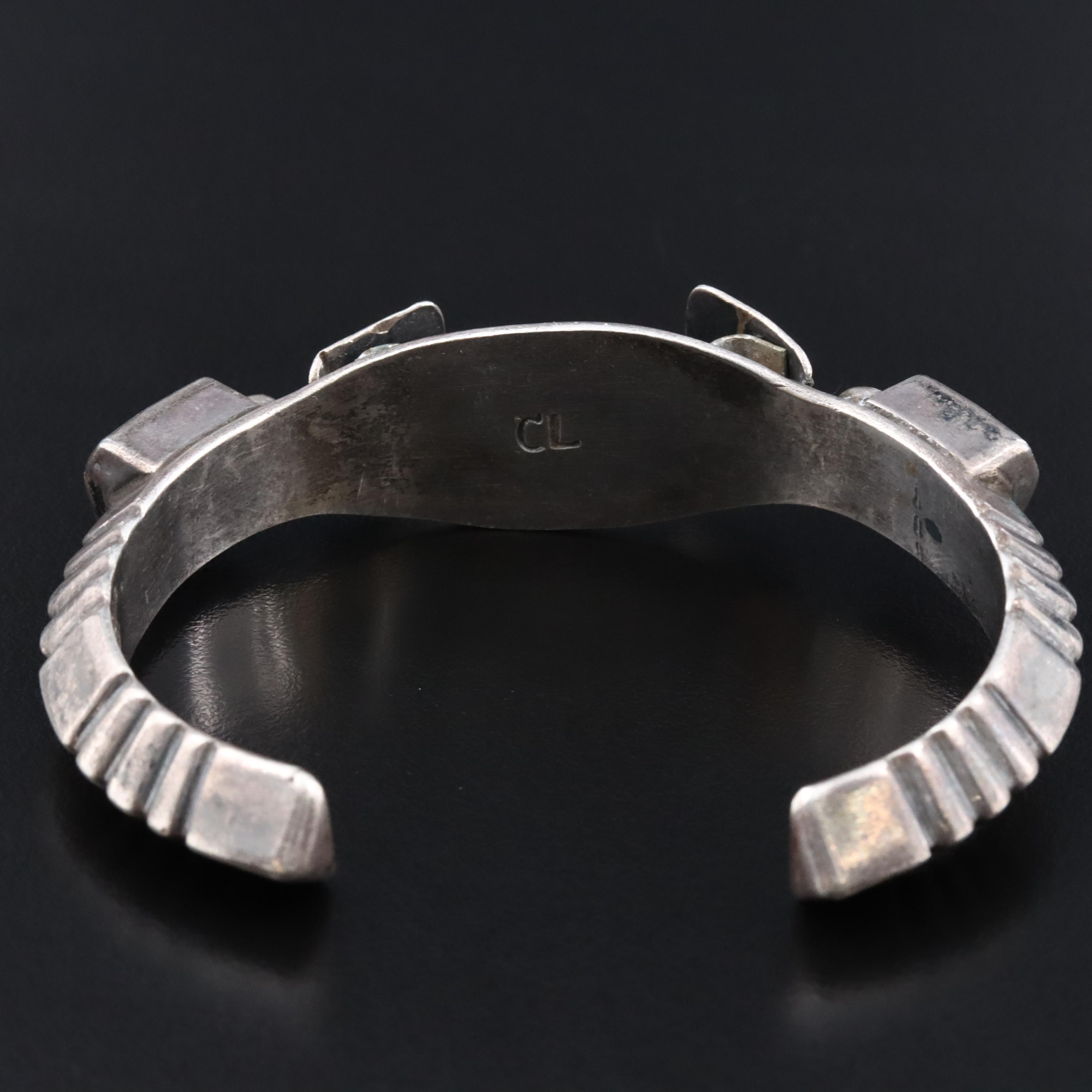 Southwestern Sterling Coral and Mother-of-Pearl Watch Cuff