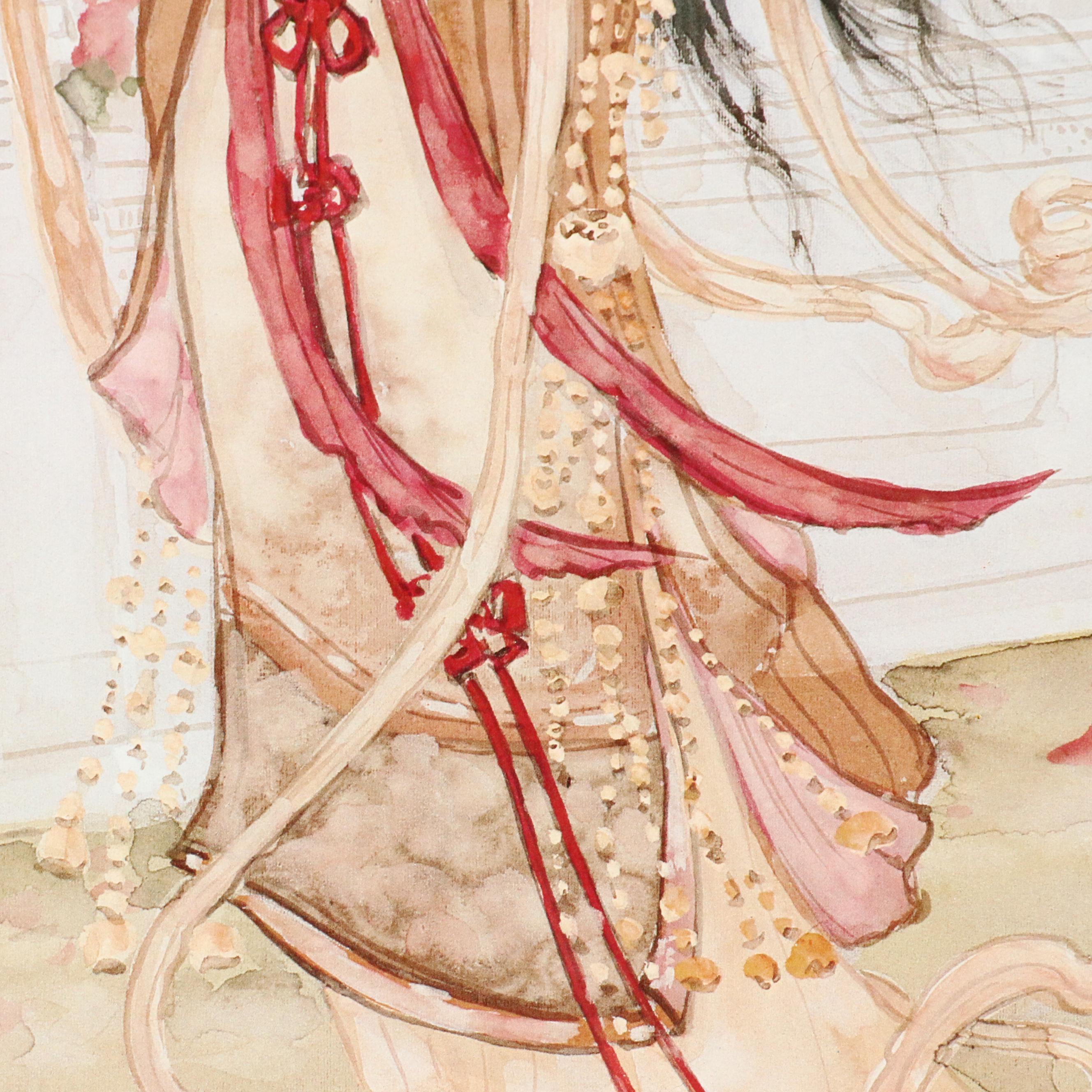 John Cheng Offset Lithographs of Young Japanese Women in Gardens