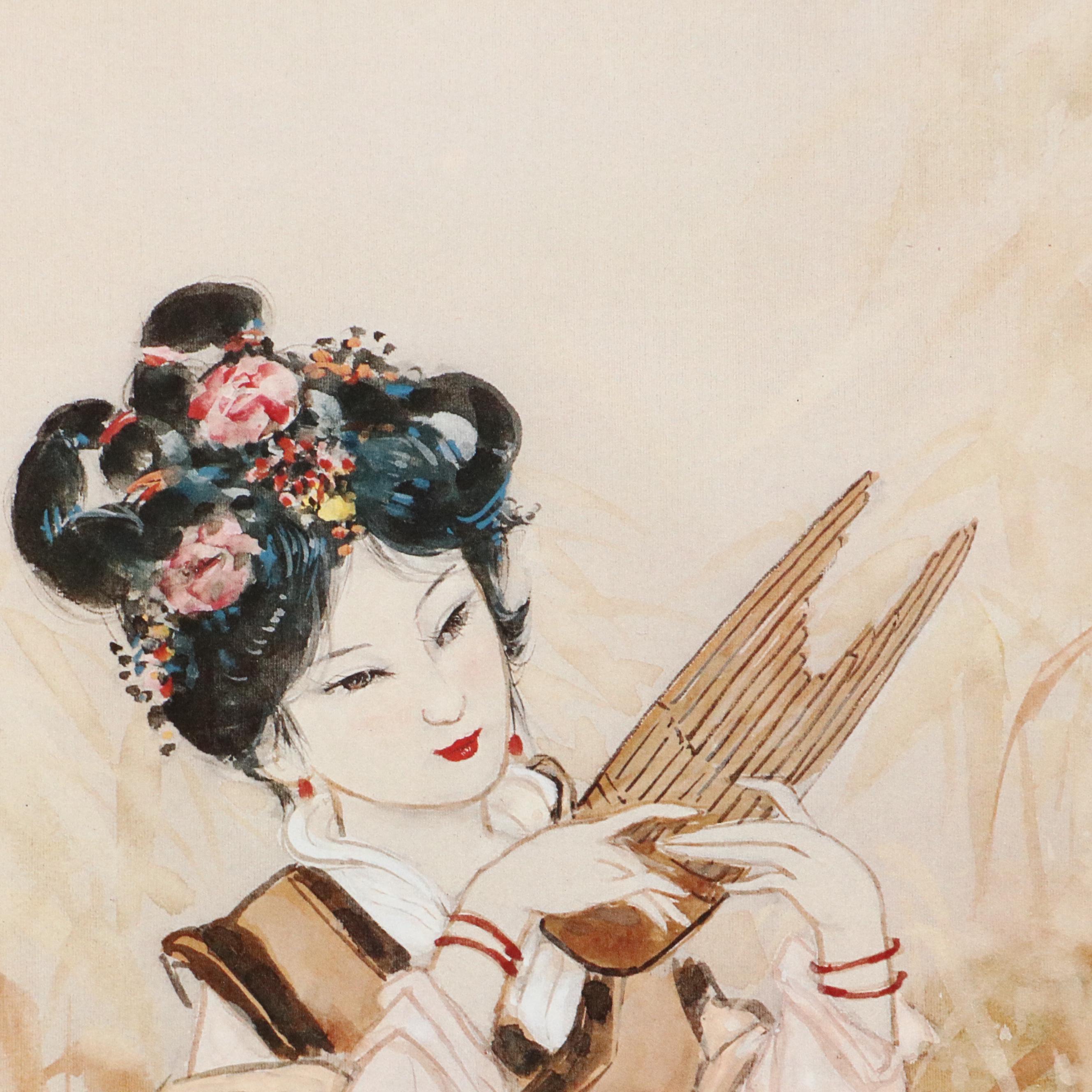 John Cheng Offset Lithographs of Young Japanese Women in Gardens