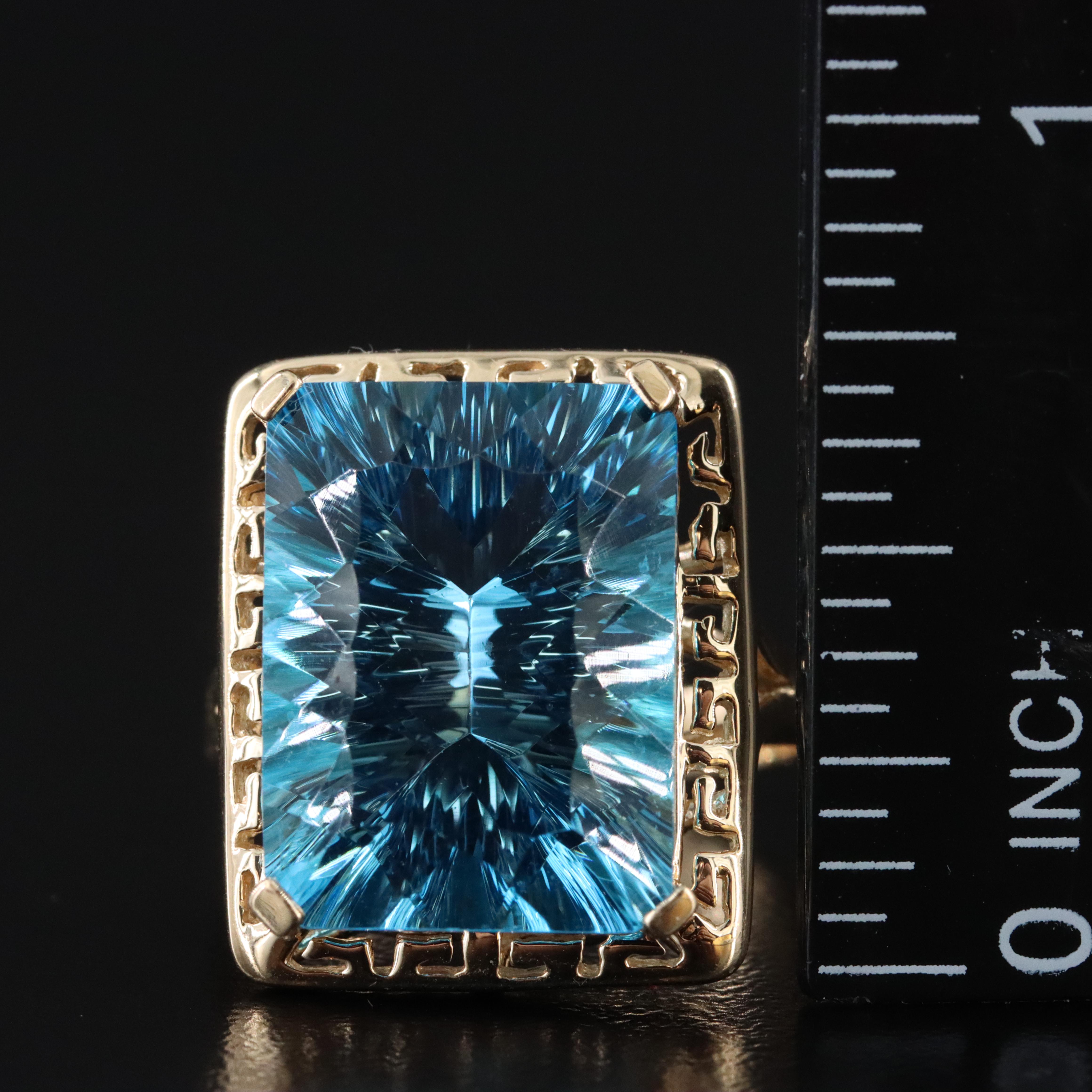 14K 16.21 CT Swiss Blue Topaz Ring