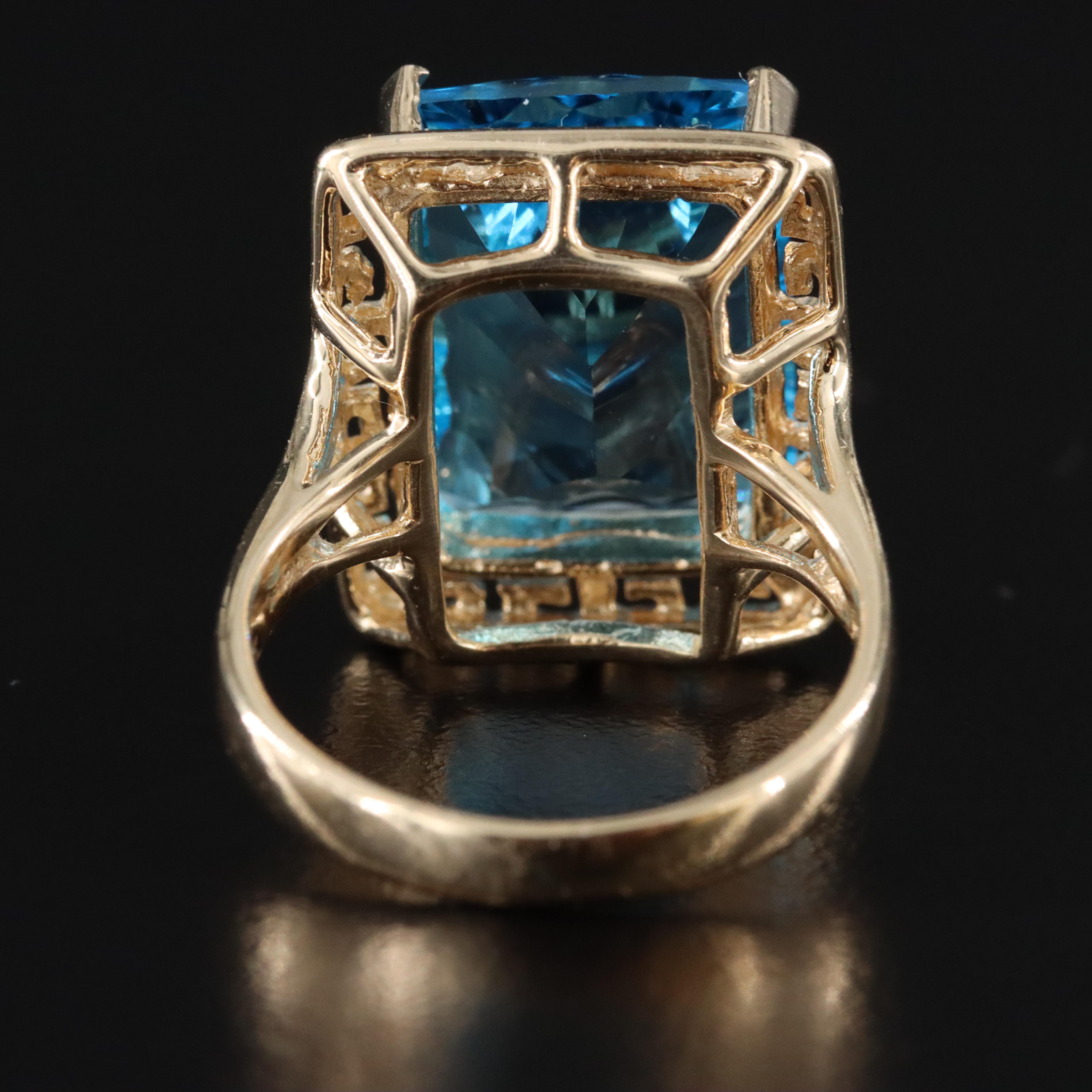 14K 16.21 CT Swiss Blue Topaz Ring