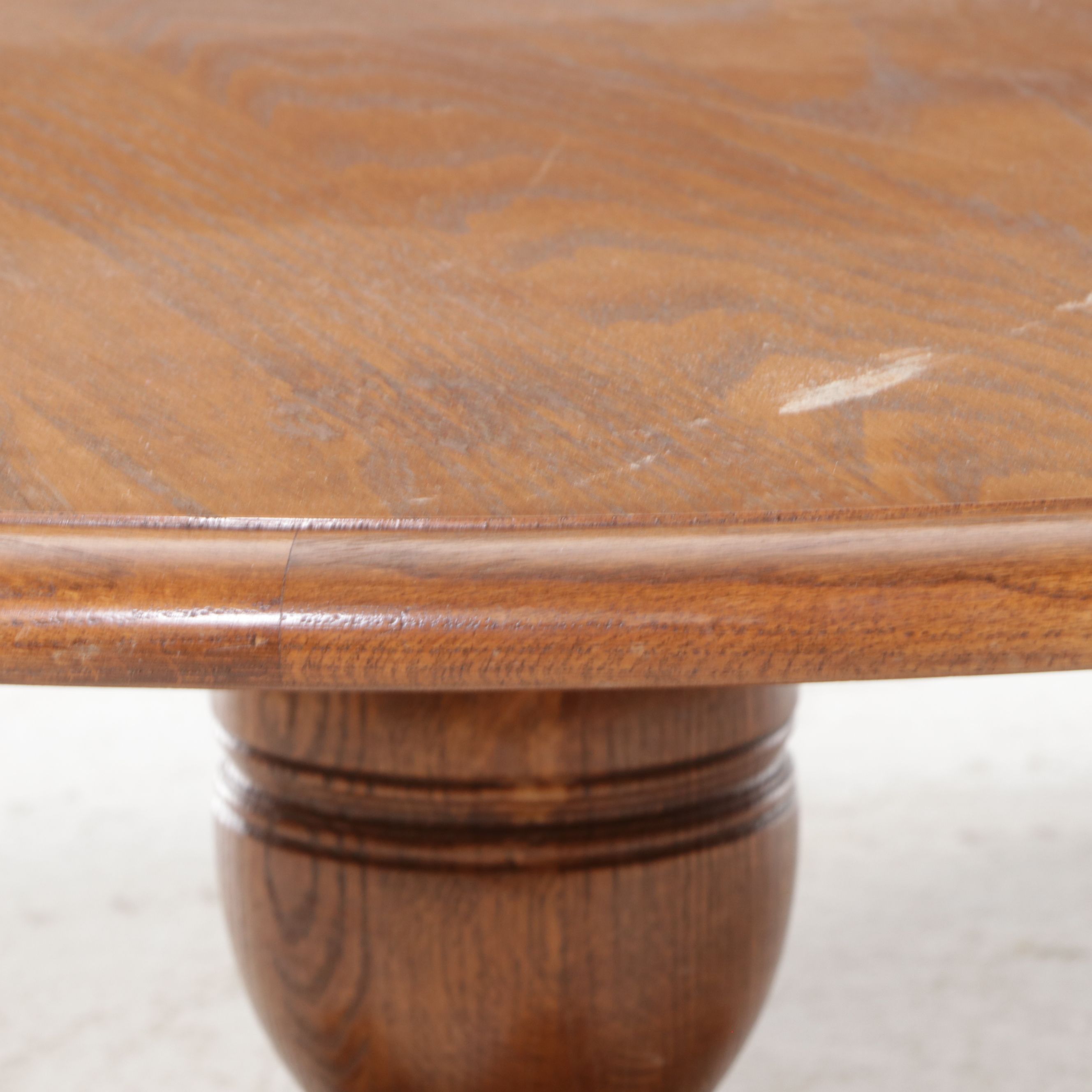 Traditional Style Oak Pedestal Coffee Table