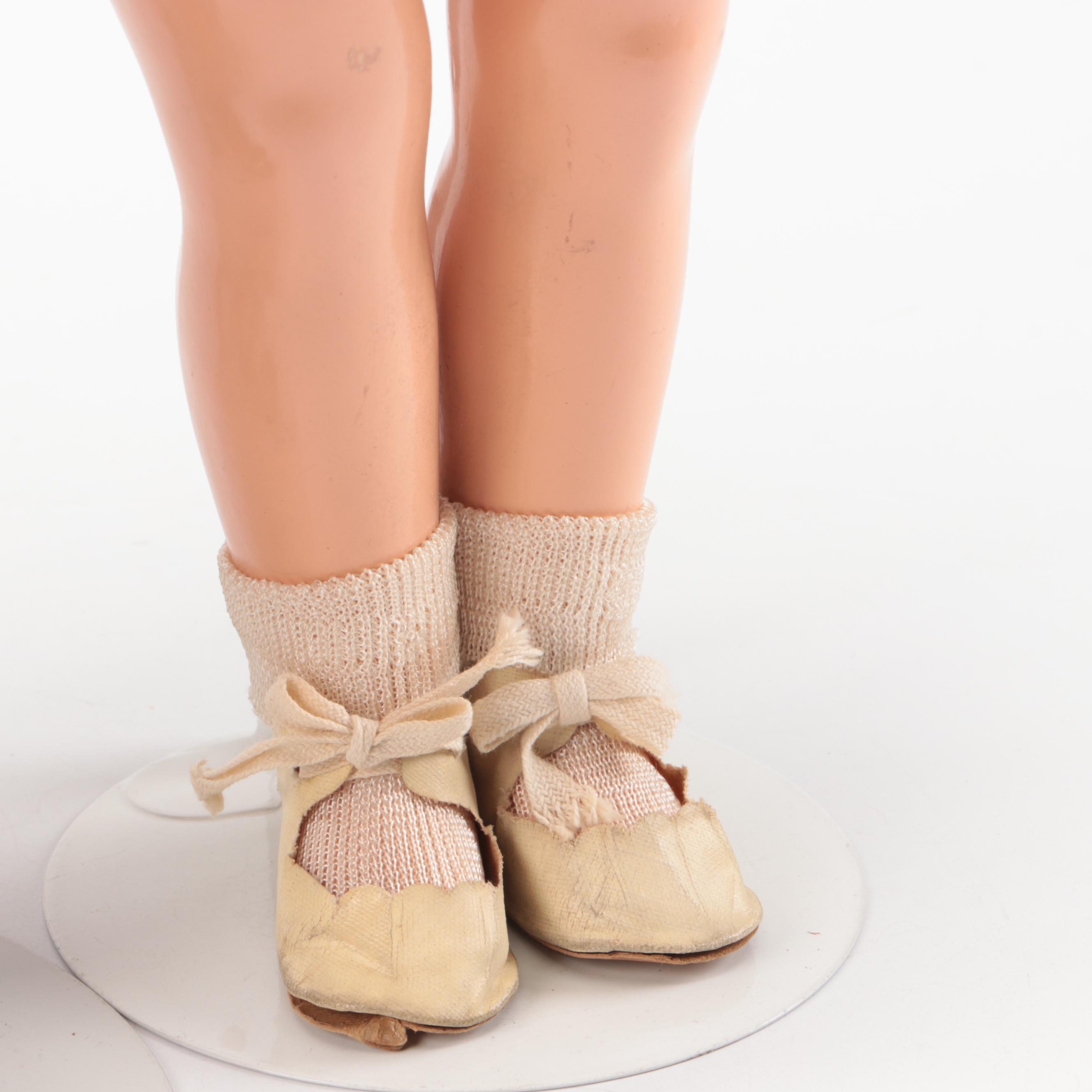 Vintage Shirley Temple Composition Doll with Other Doll and Accessories