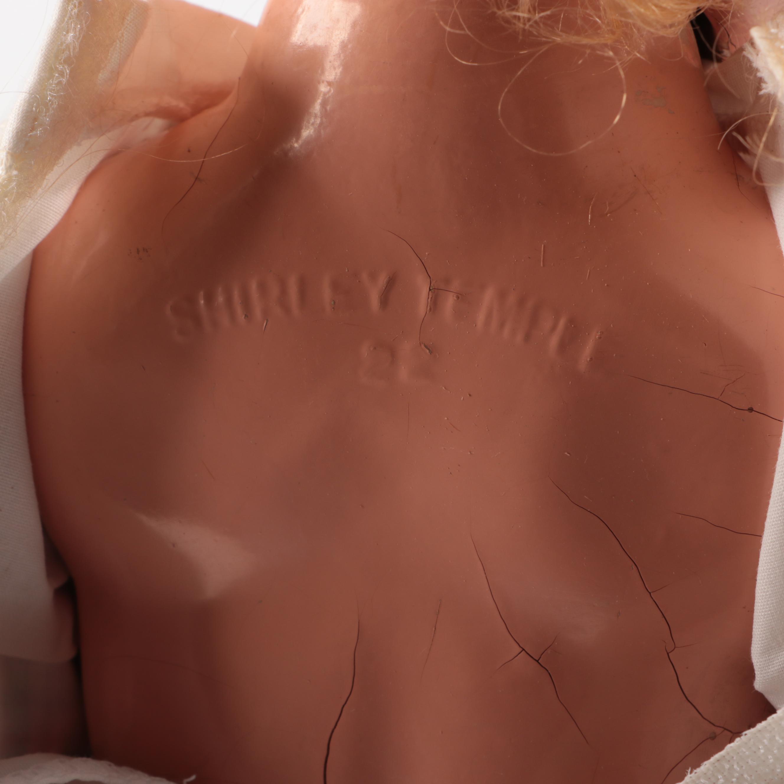 Vintage Shirley Temple Composition Doll with Other Doll and Accessories