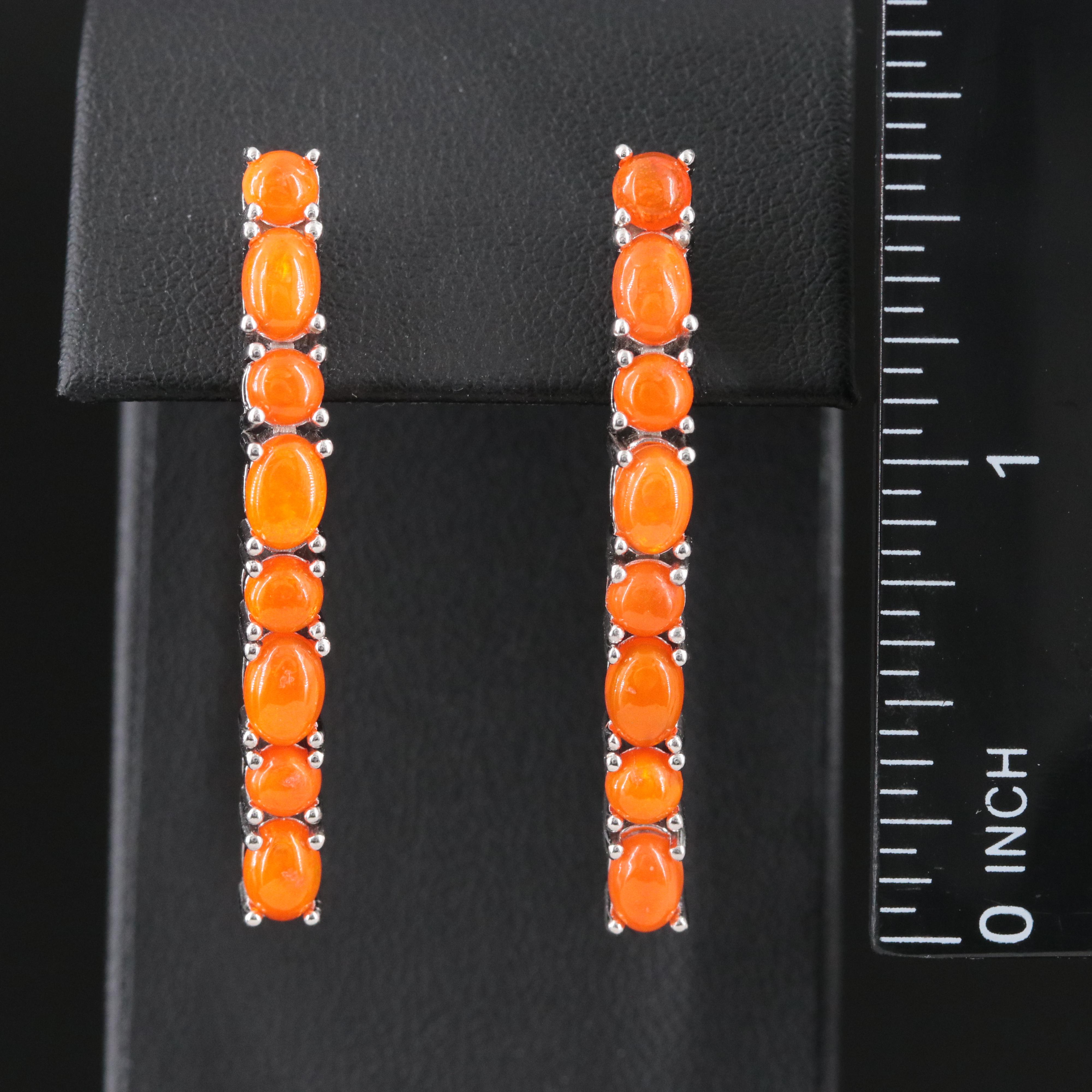 Sterling Fire Opal Drop Earrings