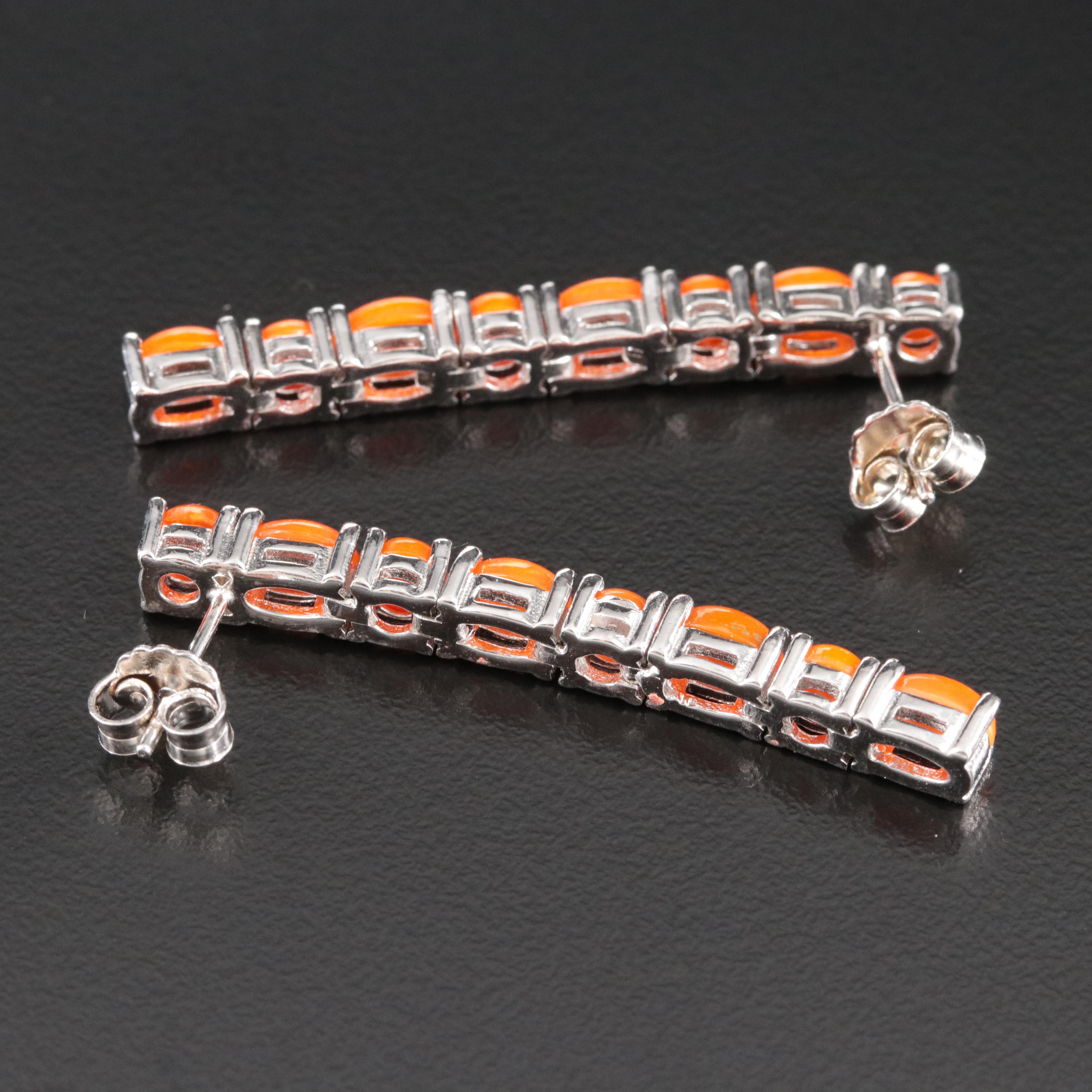 Sterling Fire Opal Drop Earrings
