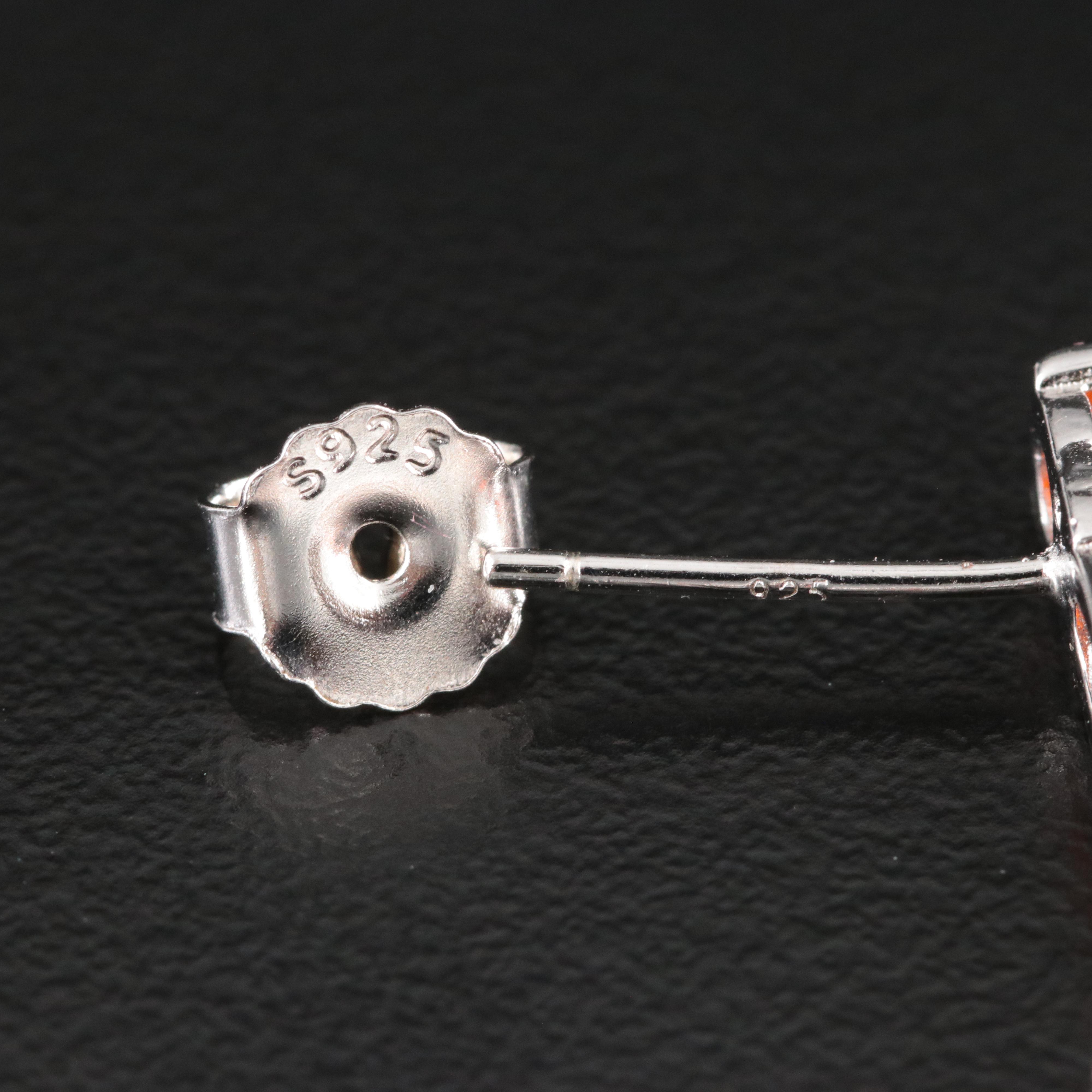 Sterling Fire Opal Drop Earrings