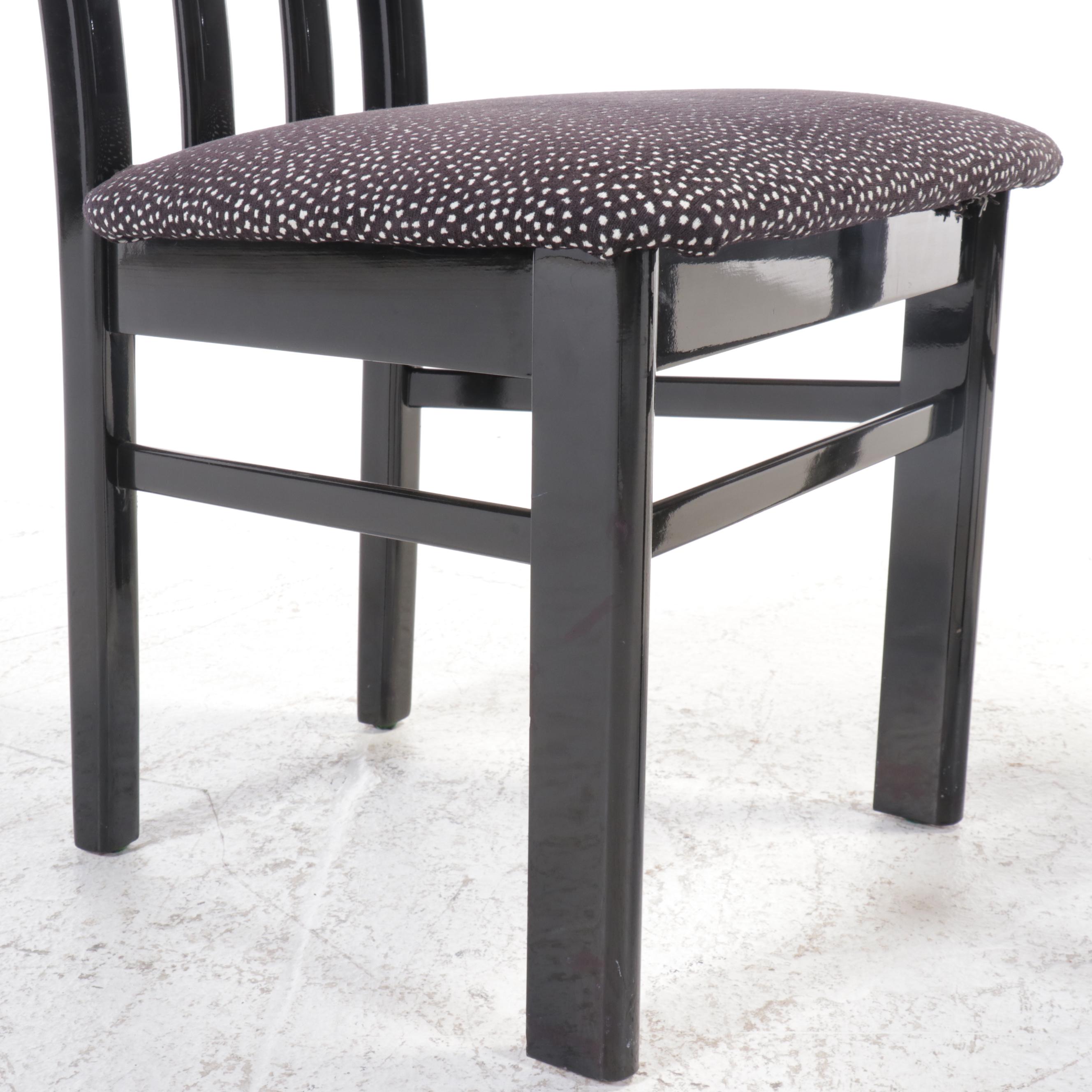 Pair of Lacquered Wood Side Chairs with Mike & Co. Throw Pillows