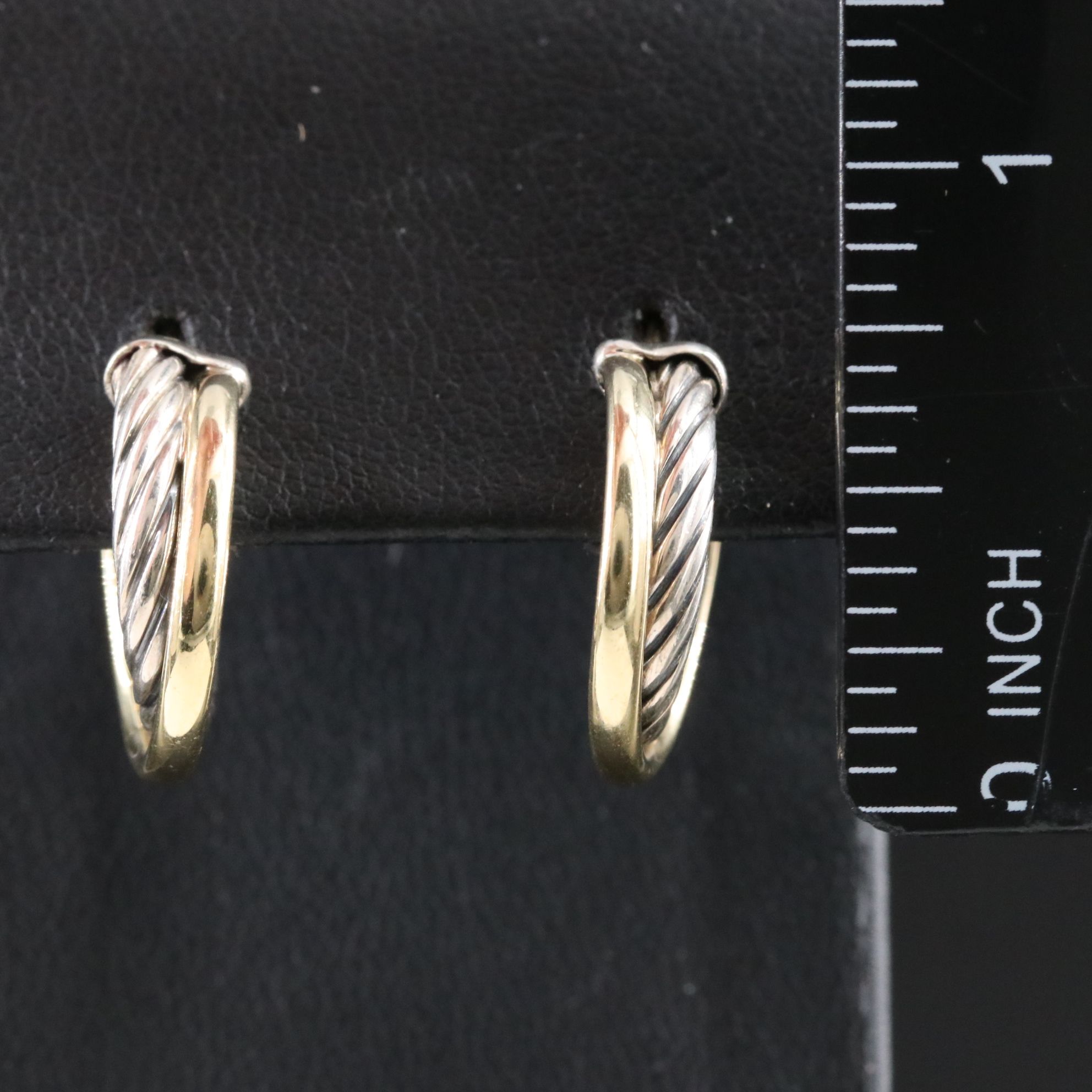 David Yurman Crossover Sterling and 18K Bonded Gold Hoop Earrings