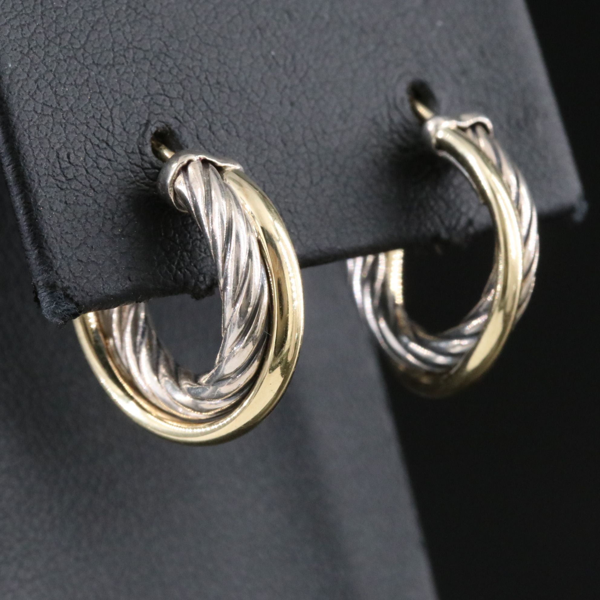 David Yurman Crossover Sterling and 18K Bonded Gold Hoop Earrings