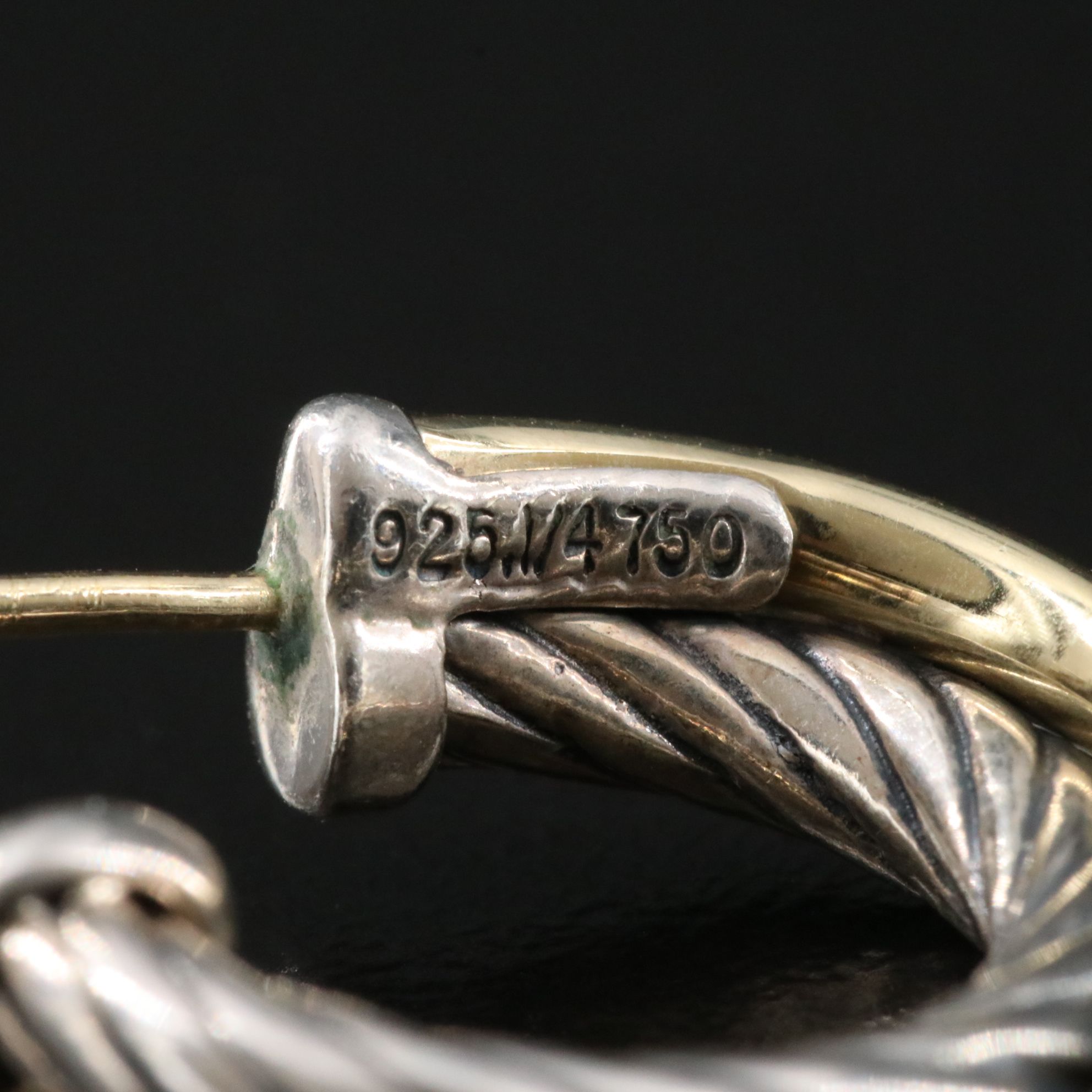 David Yurman Crossover Sterling and 18K Bonded Gold Hoop Earrings