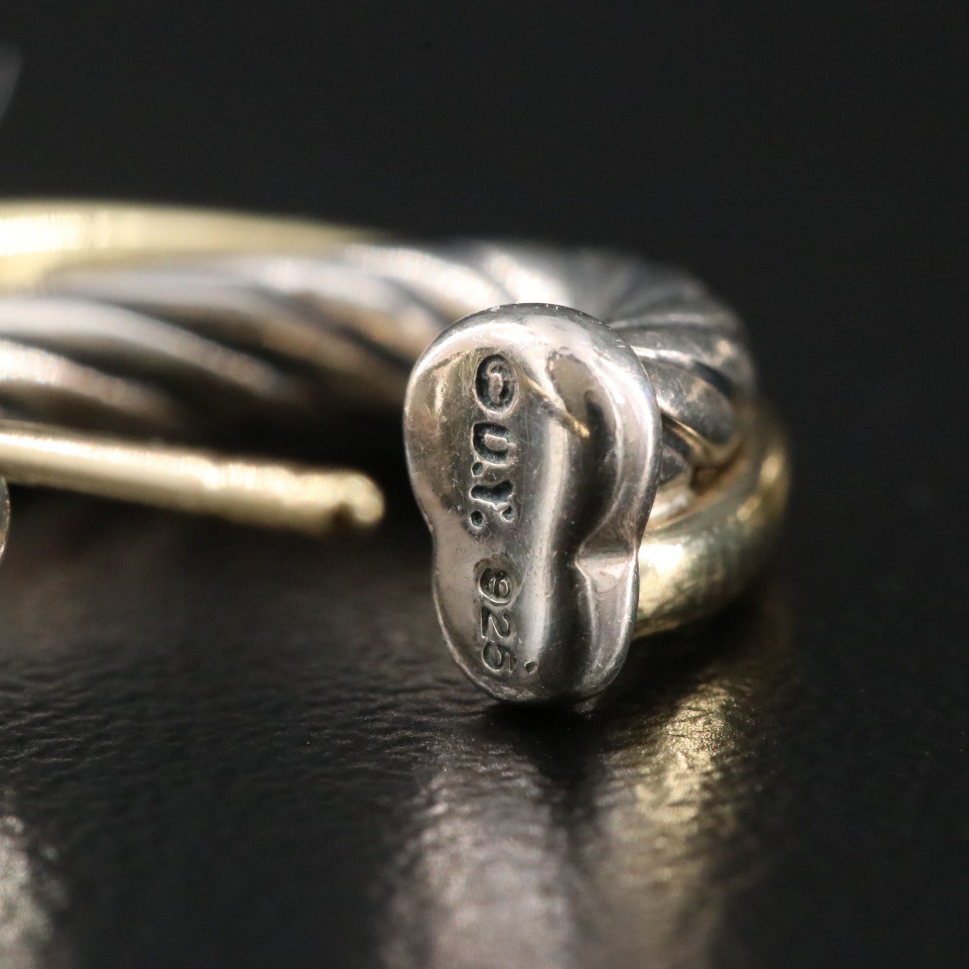 David Yurman Crossover Sterling and 18K Bonded Gold Hoop Earrings