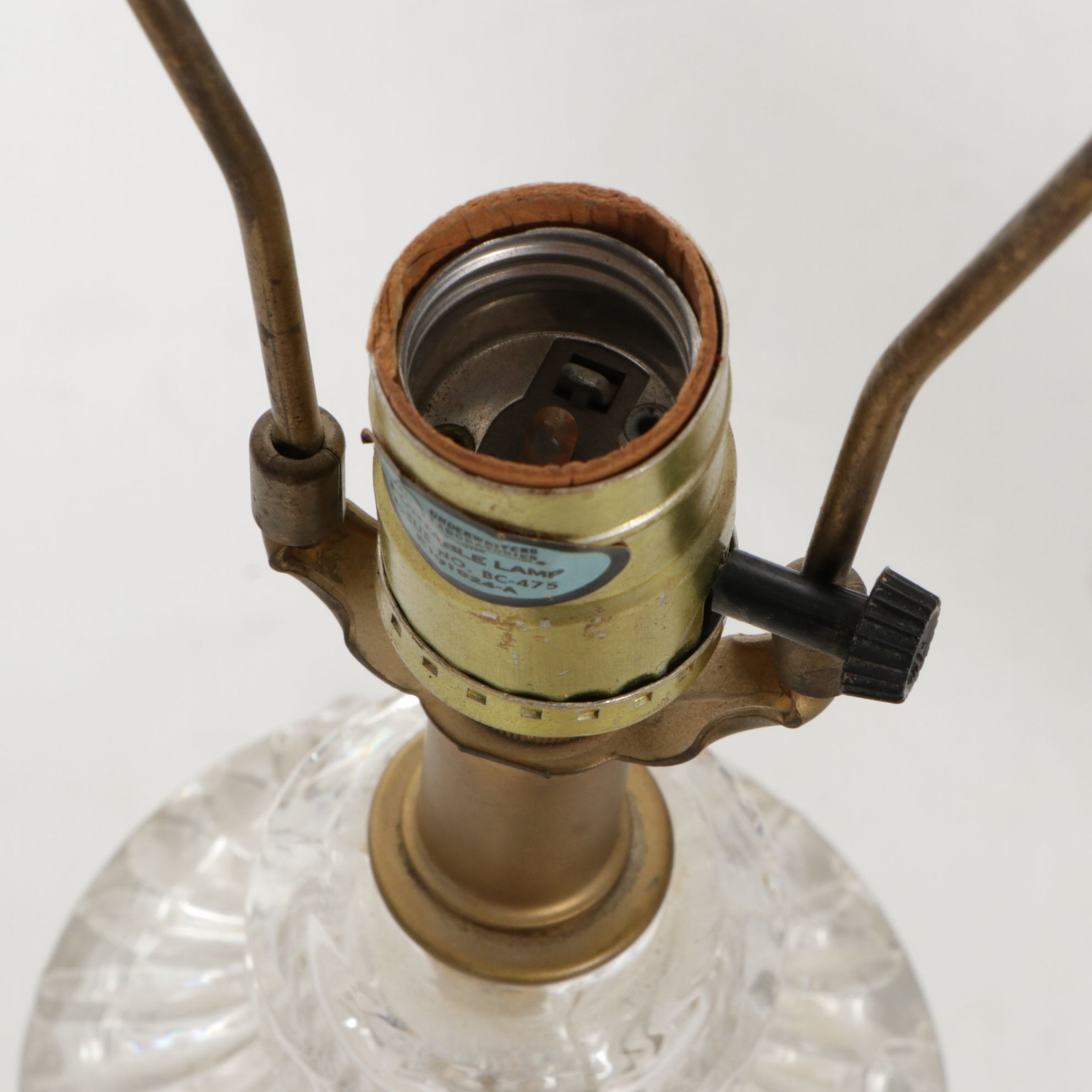 Hollywood Regency Style Pressed Glass Urn Table Lamps with Victorian Shades