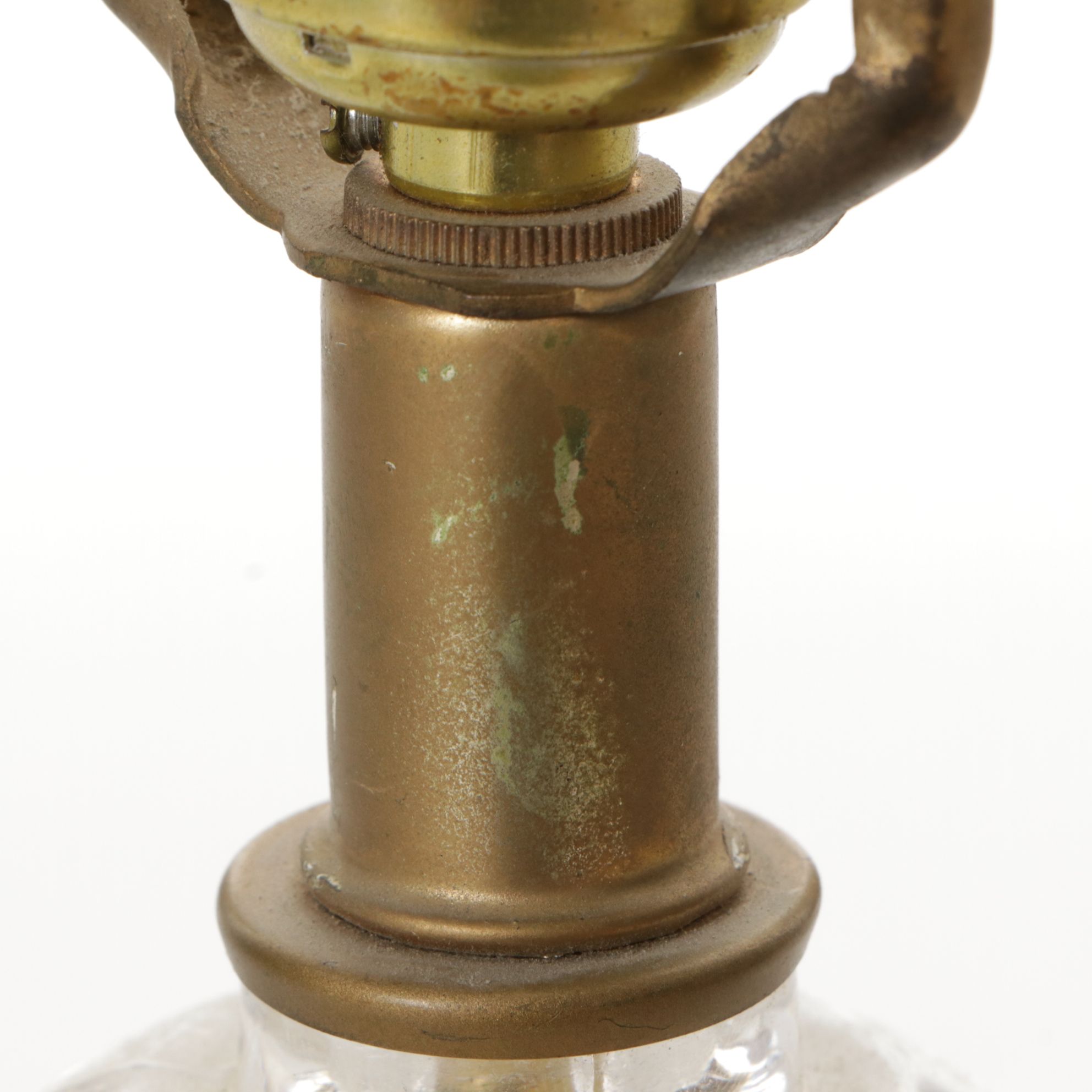 Hollywood Regency Style Pressed Glass Urn Table Lamps with Victorian Shades