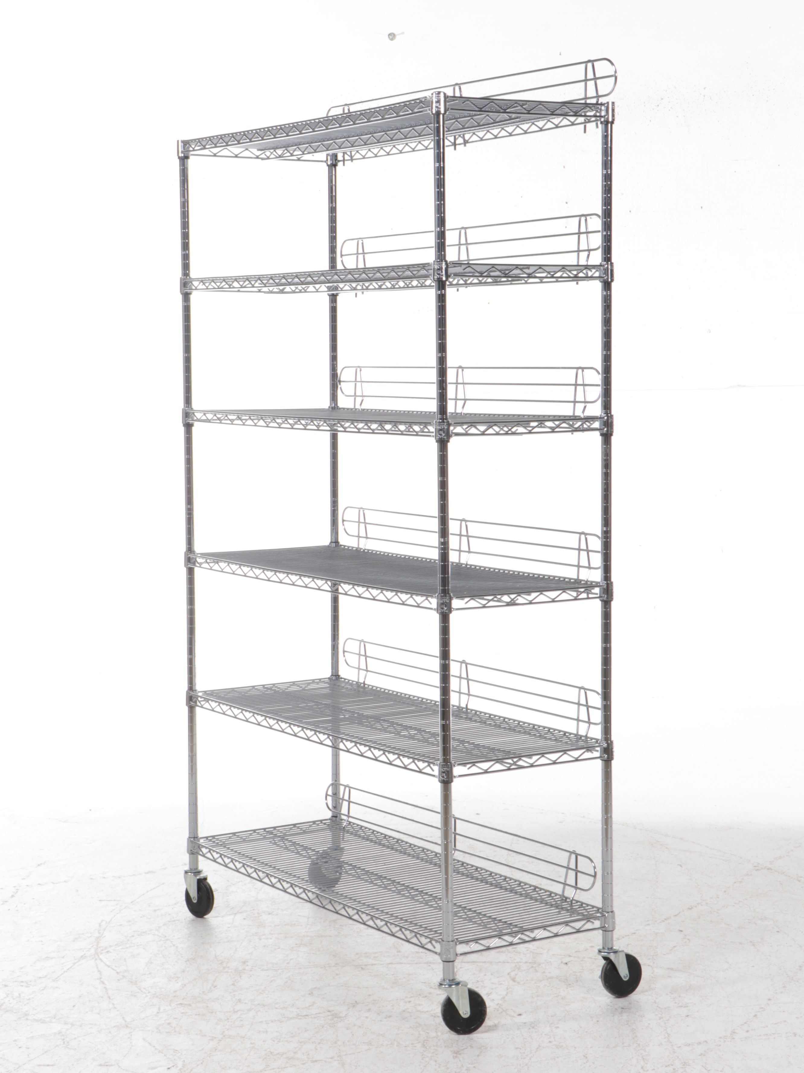 Pair of NSF Rated Chrome Six-Tier Metal Wire Shelving Racks