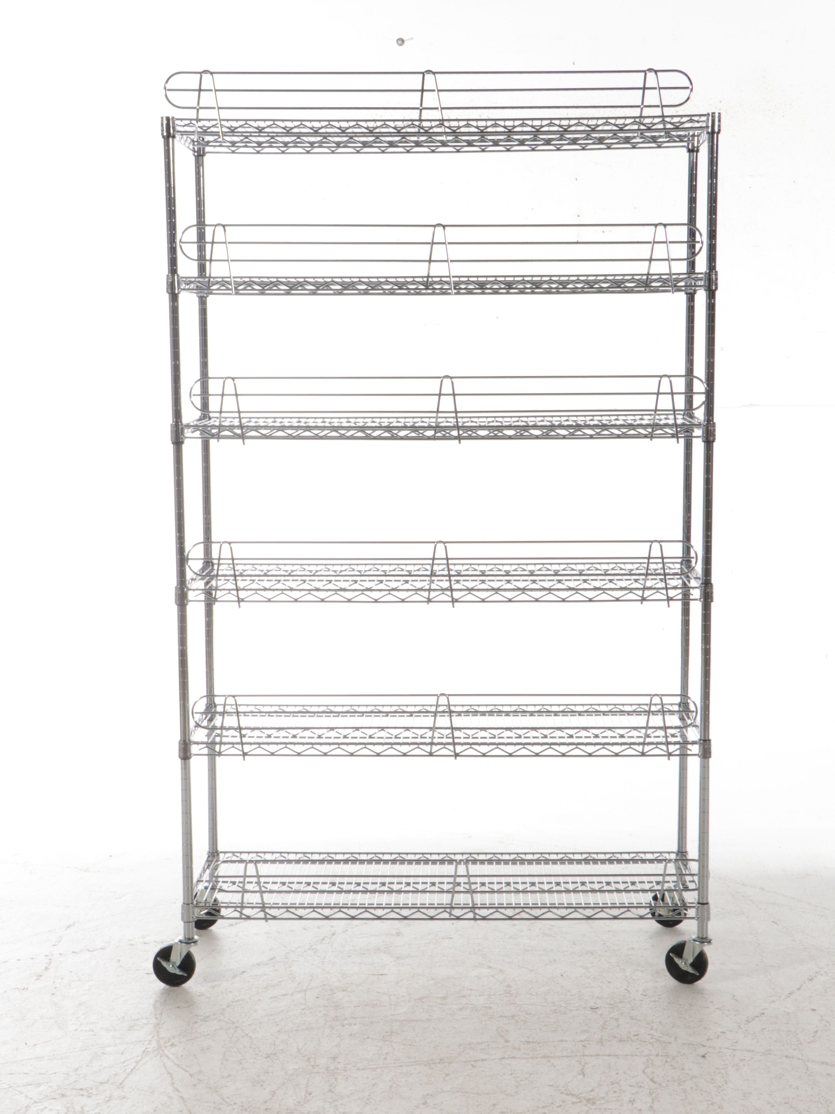 Pair of NSF Rated Chrome Six-Tier Metal Wire Shelving Racks
