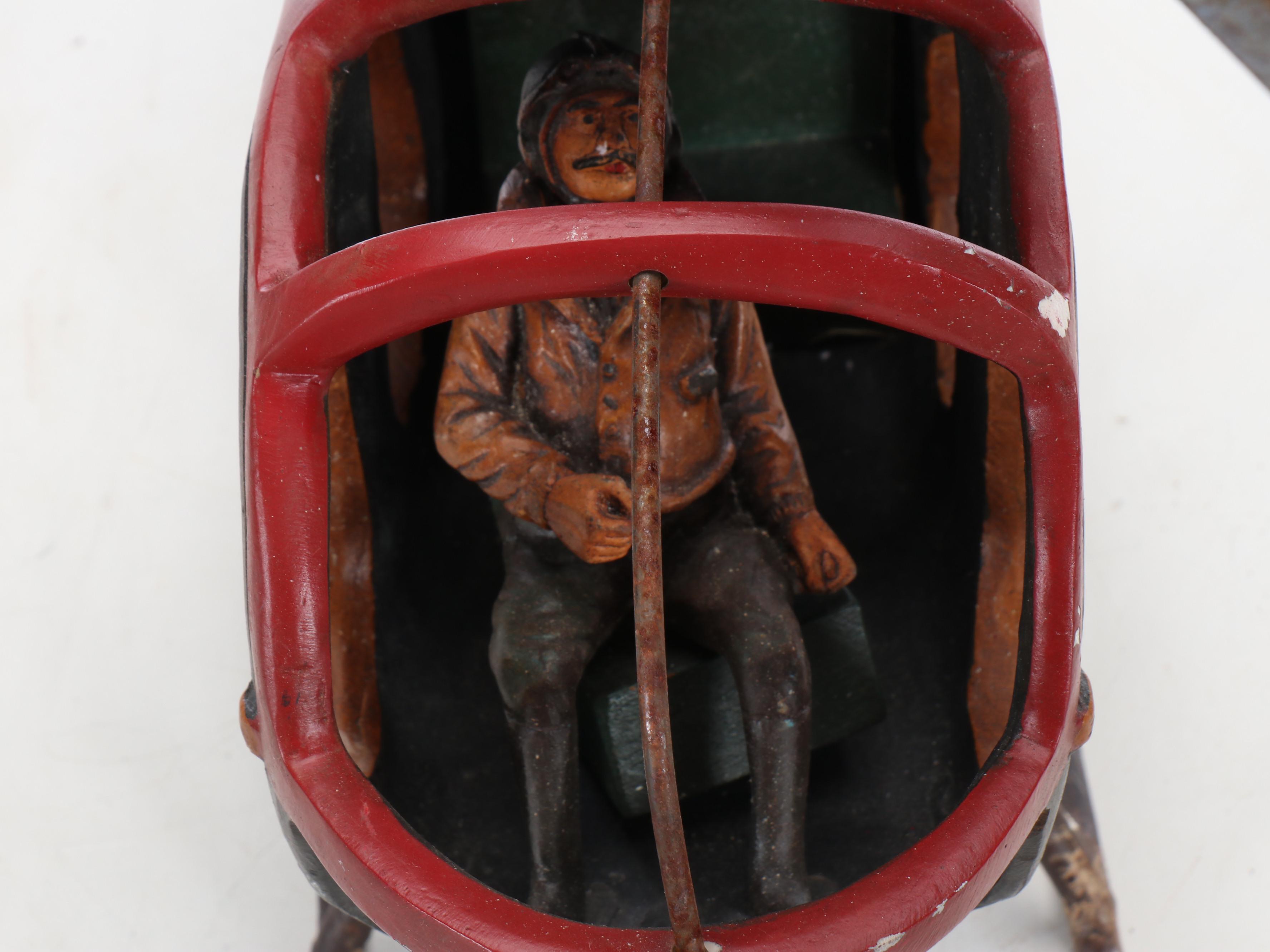 Hughes 500 Helicopter Model with Pilot, Mid-20th Century