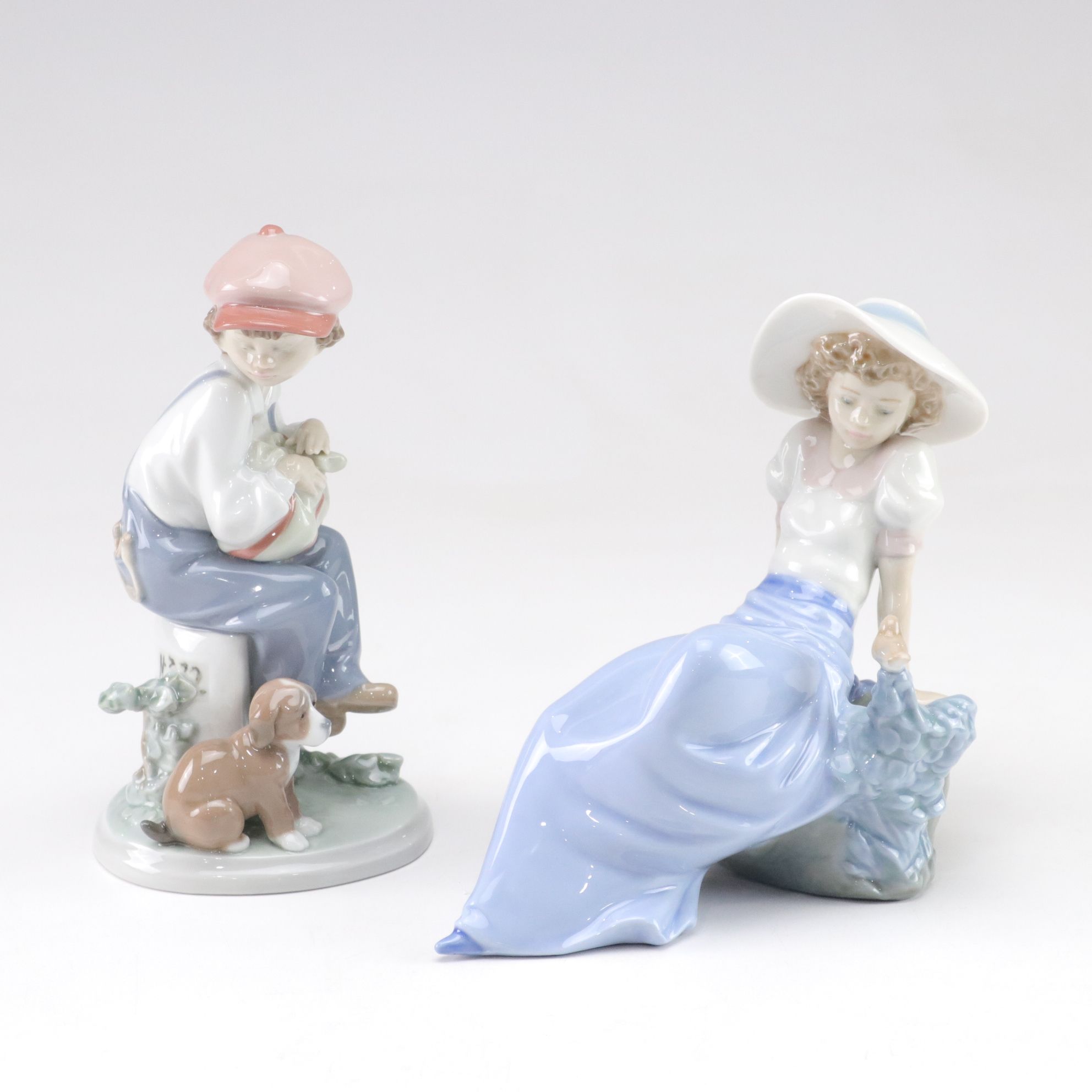 Lladró "My Best Friend" and Nao "Listening to the Birds" Porcelain Figurines