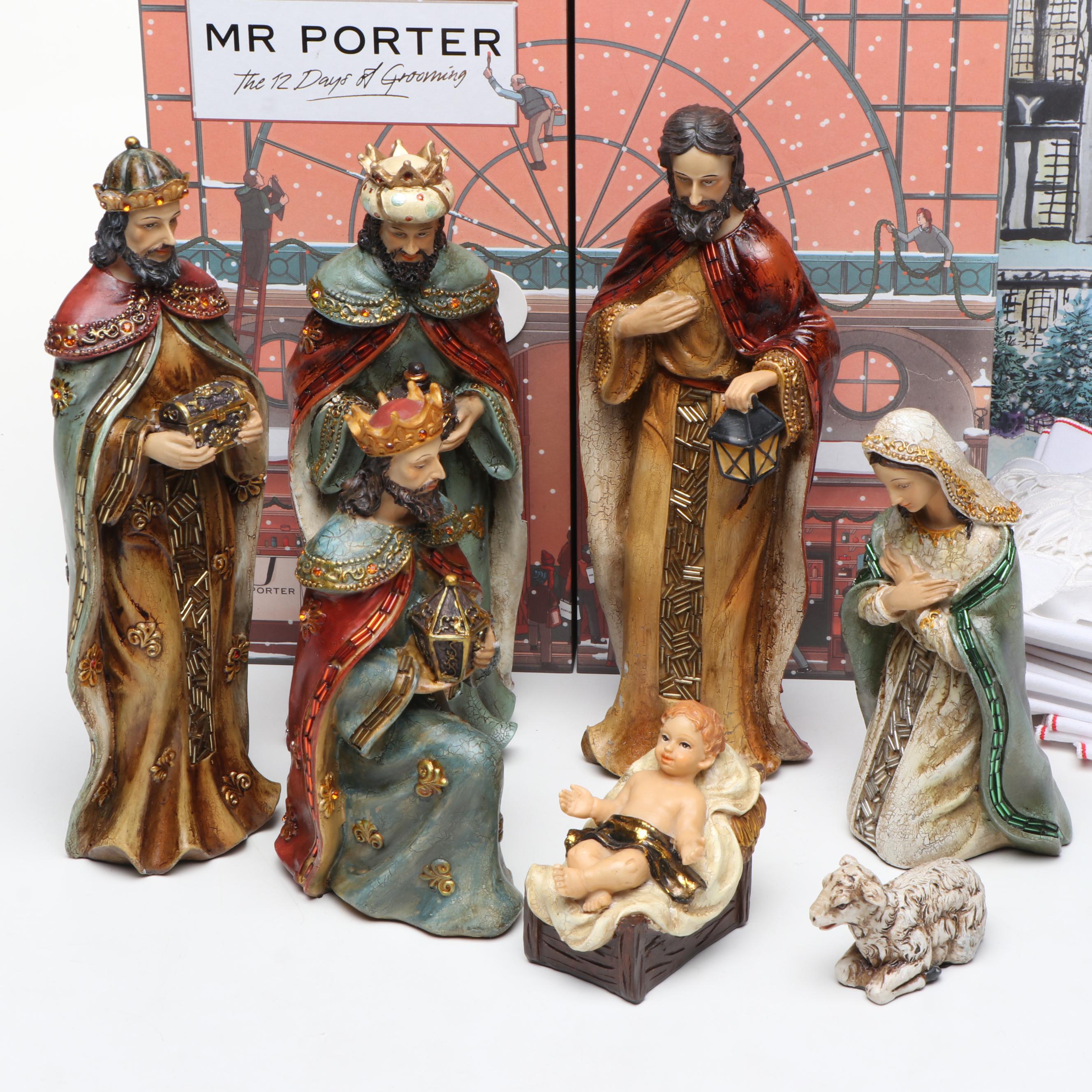 Nativity Figures with Advent Calendars and Other Christmas Décor