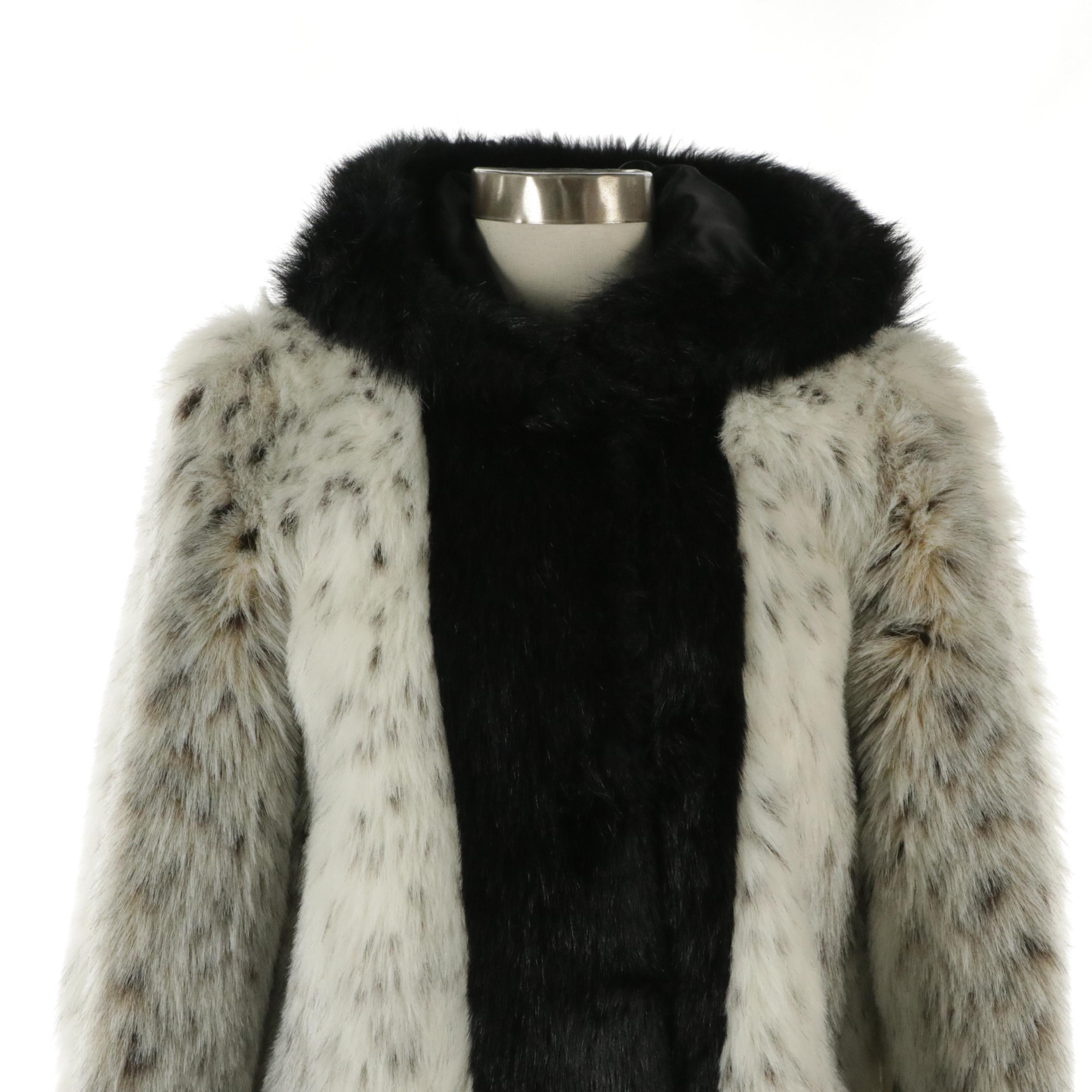 Donna Salyer's Fabulous Furs Faux Fur Hooded Full-Length Coat