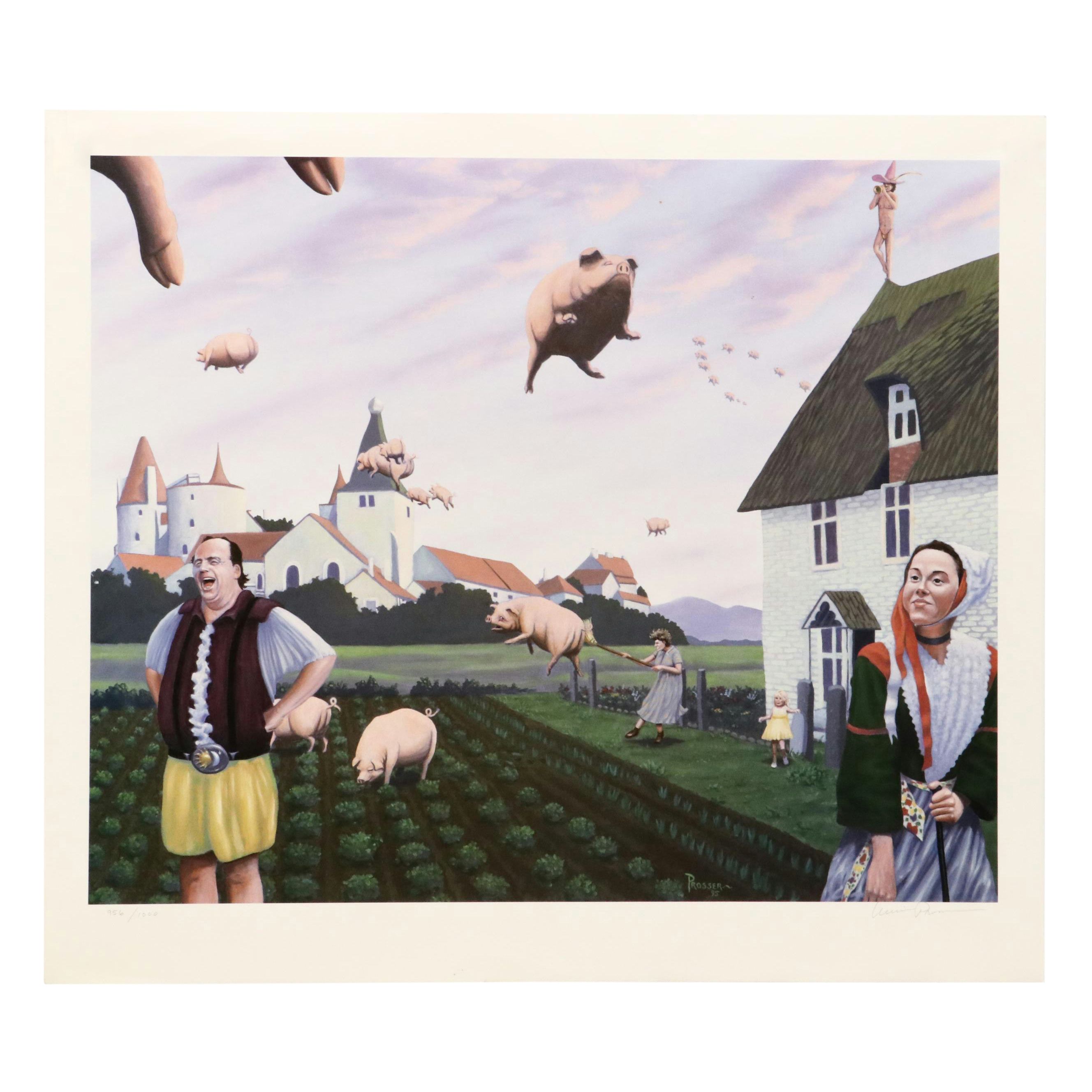 William Prosser Offset Lithograph "When Pigs Fly," 1995