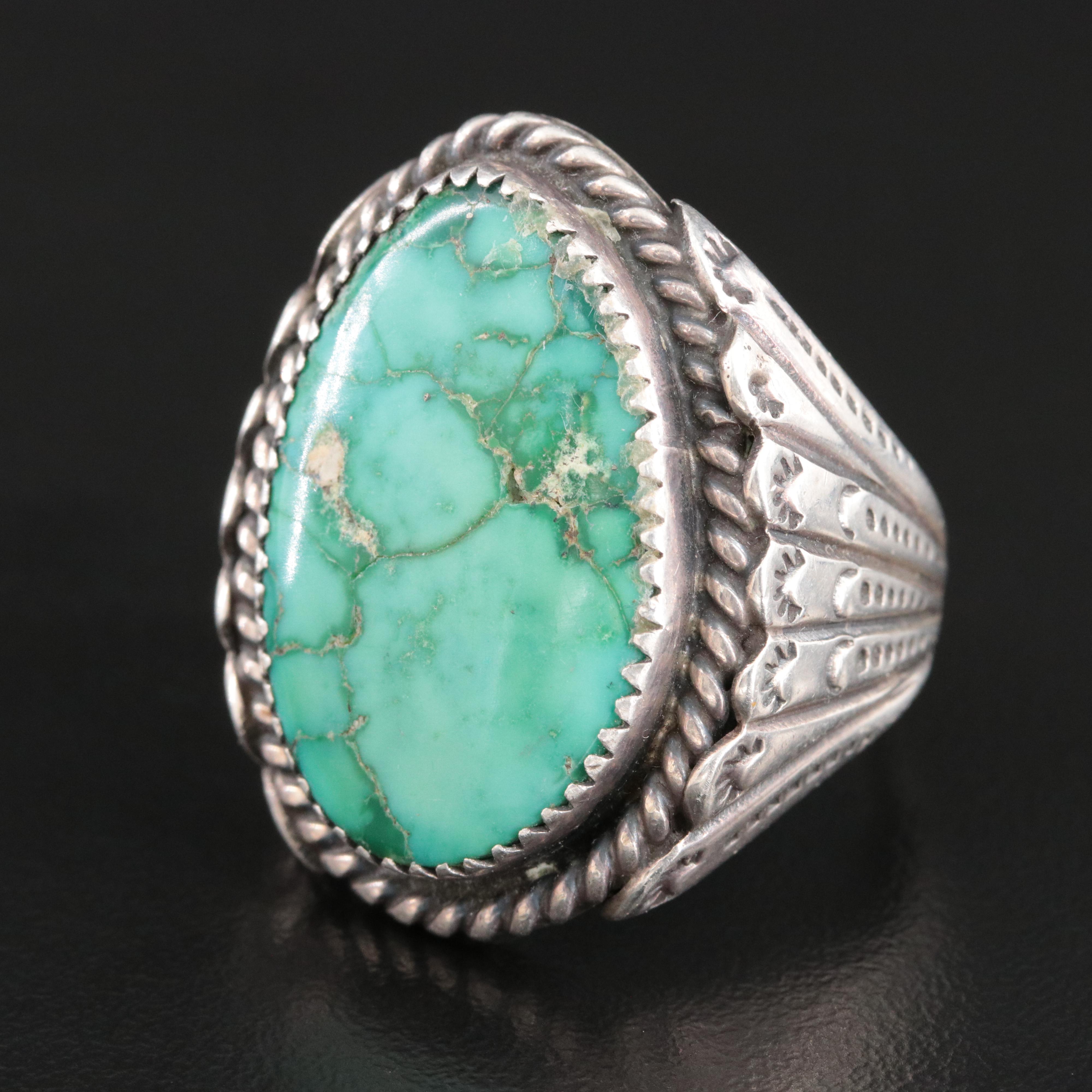 Southwestern Signed Sterling Turquoise Ring