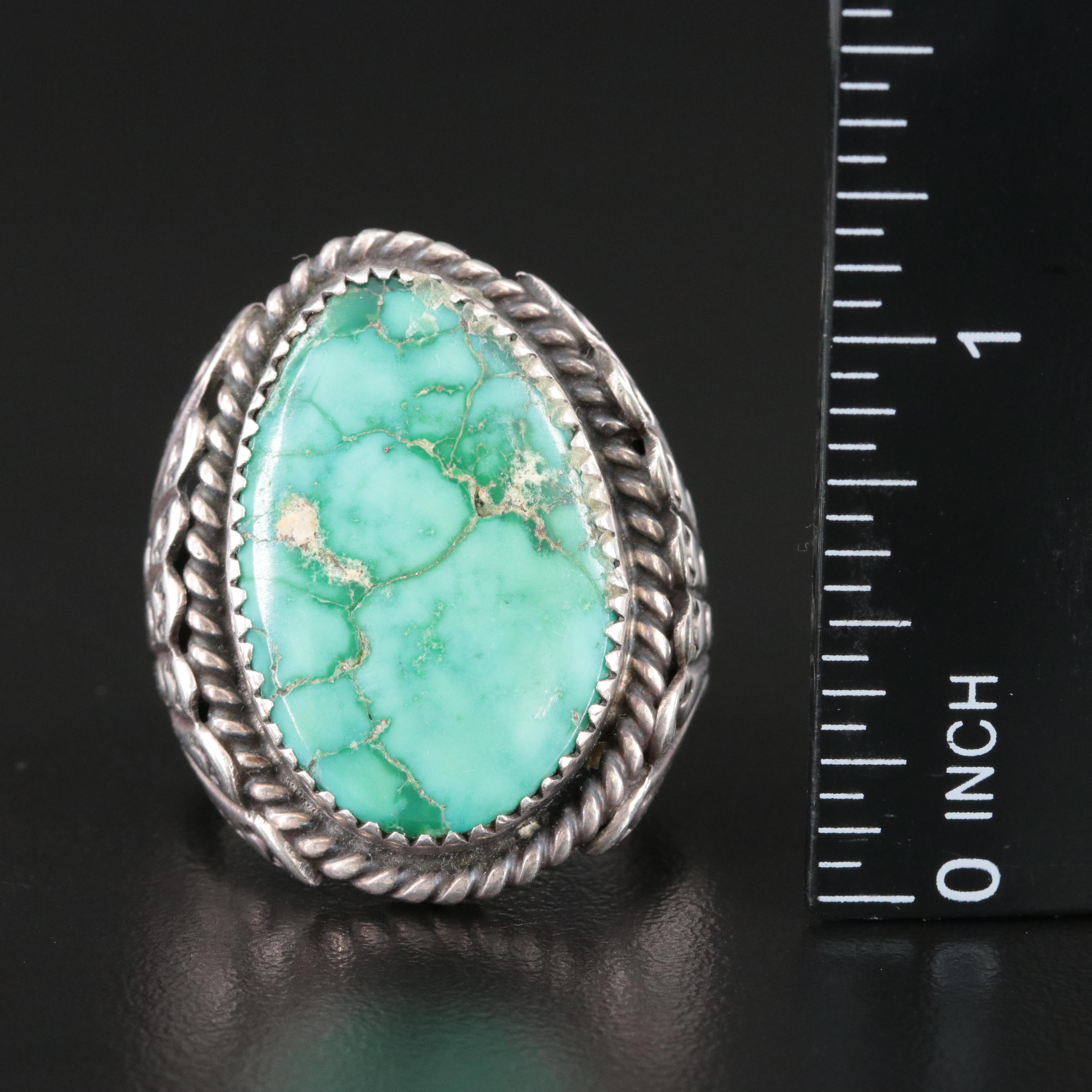 Southwestern Signed Sterling Turquoise Ring