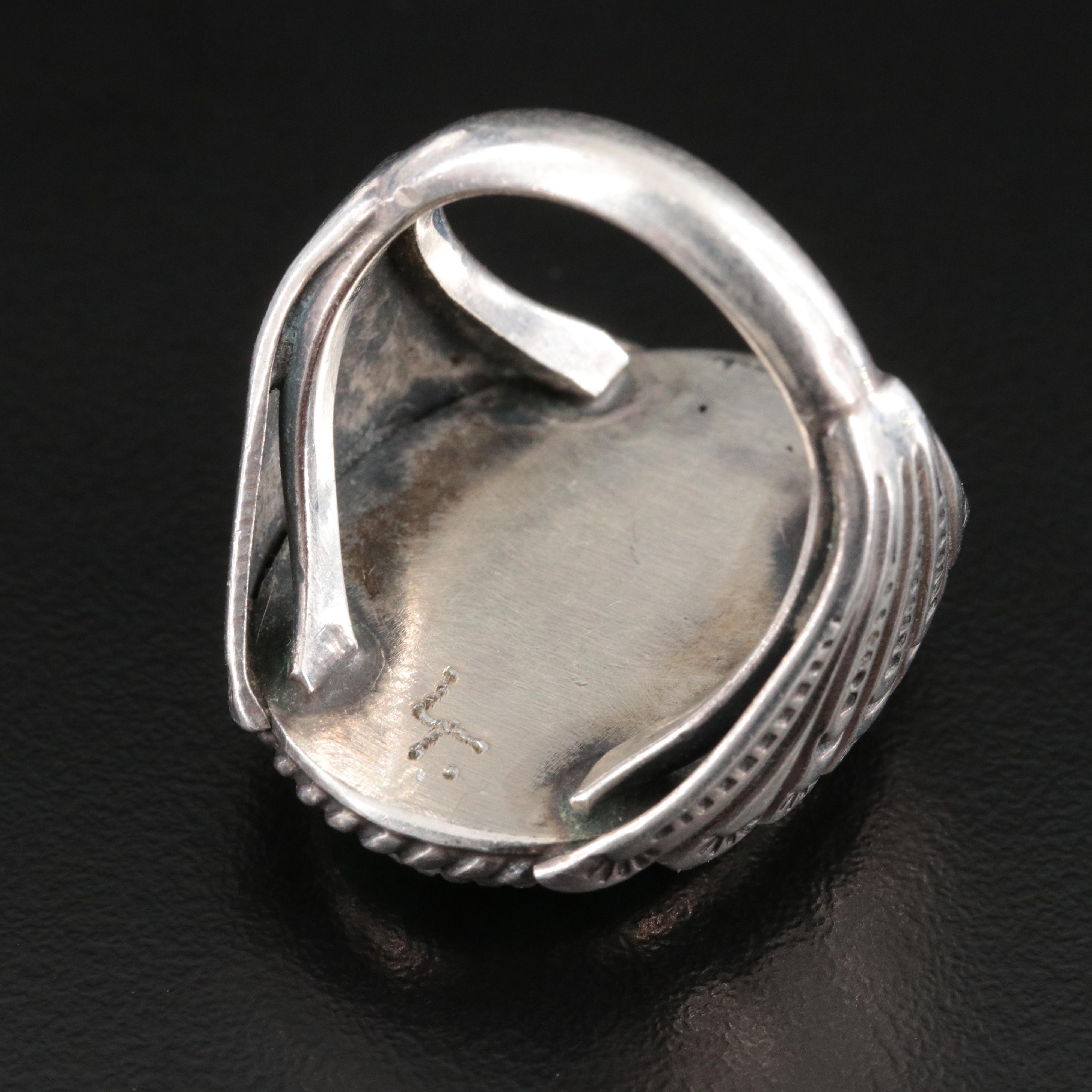 Southwestern Signed Sterling Turquoise Ring