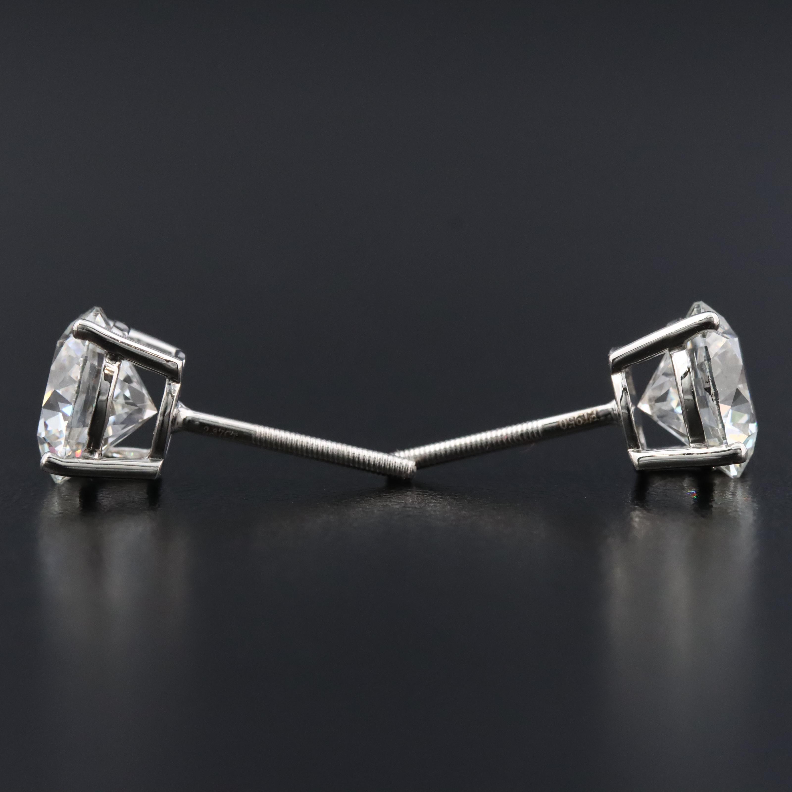 Platinum 4.78 CTW Lab Grown Diamond Stud Earrings with IGI Reports