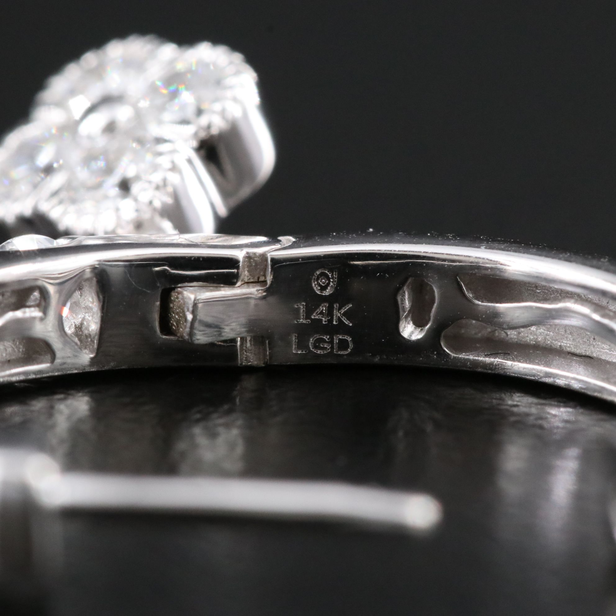 14K CTW 1.90 CTW Lab Grown Diamond Hoop Earrings with Quatrefoil Drops