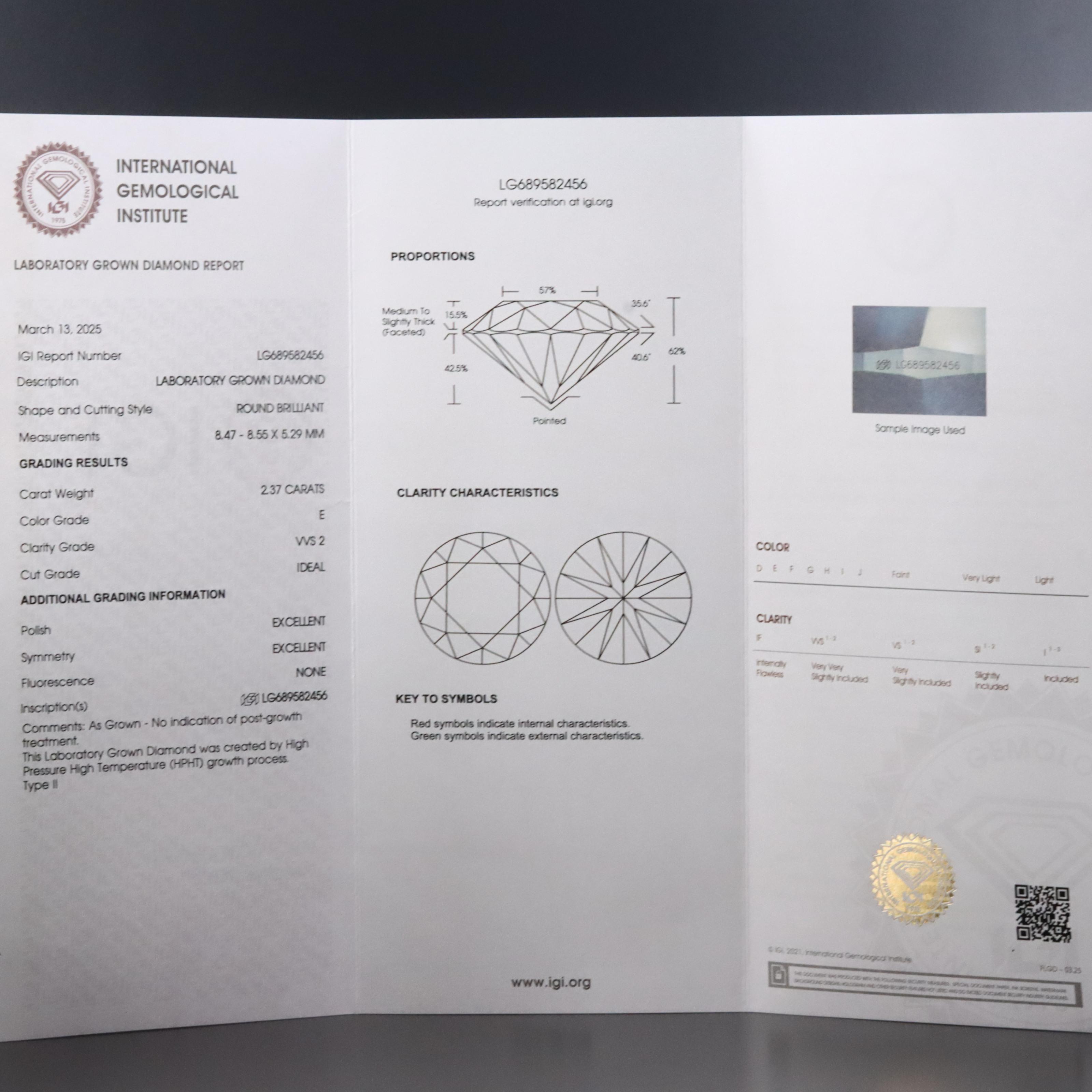 Platinum 4.78 CTW Lab Grown Diamond Stud Earrings with IGI Reports