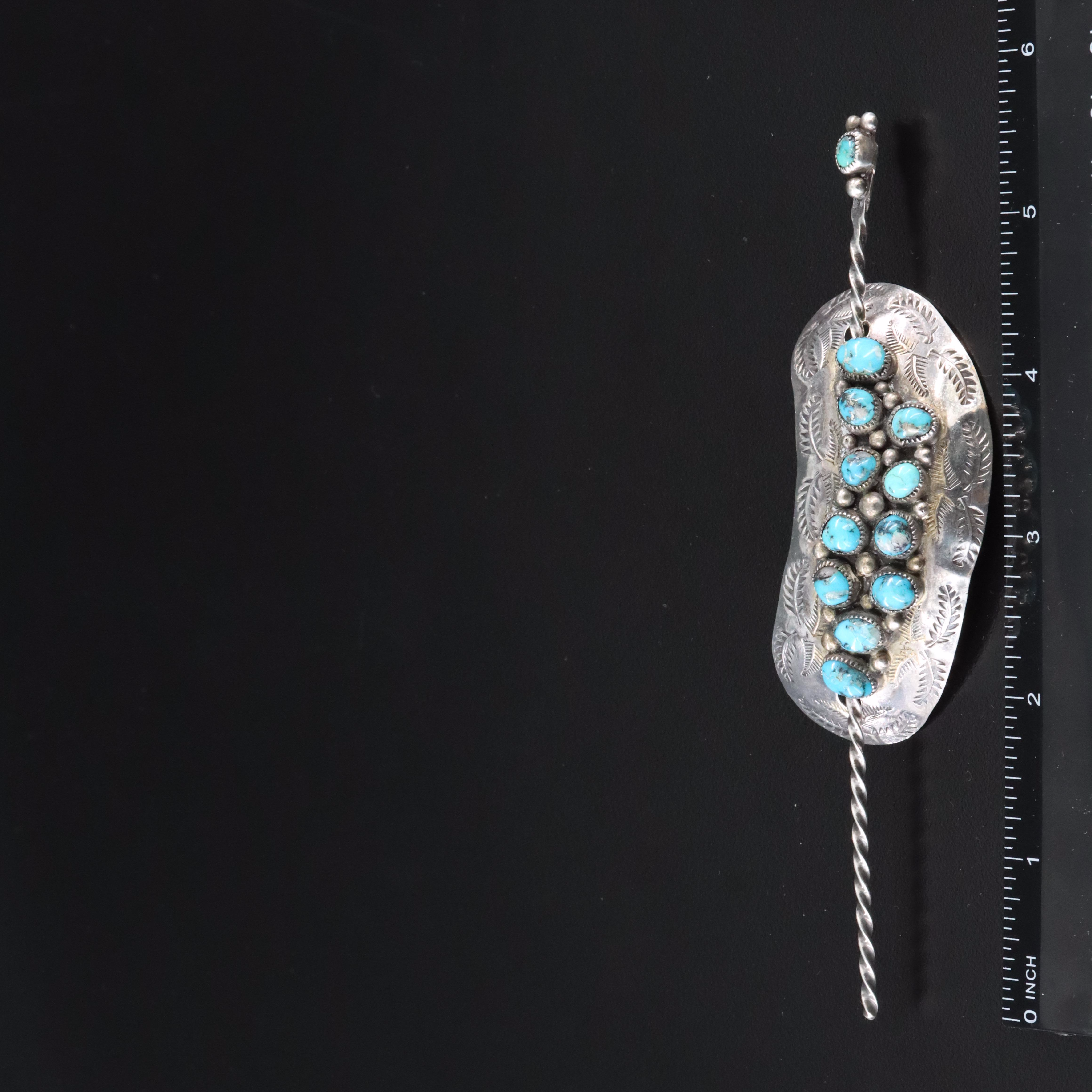 Les Baker Shop Sterling Turquoise Hair Clip