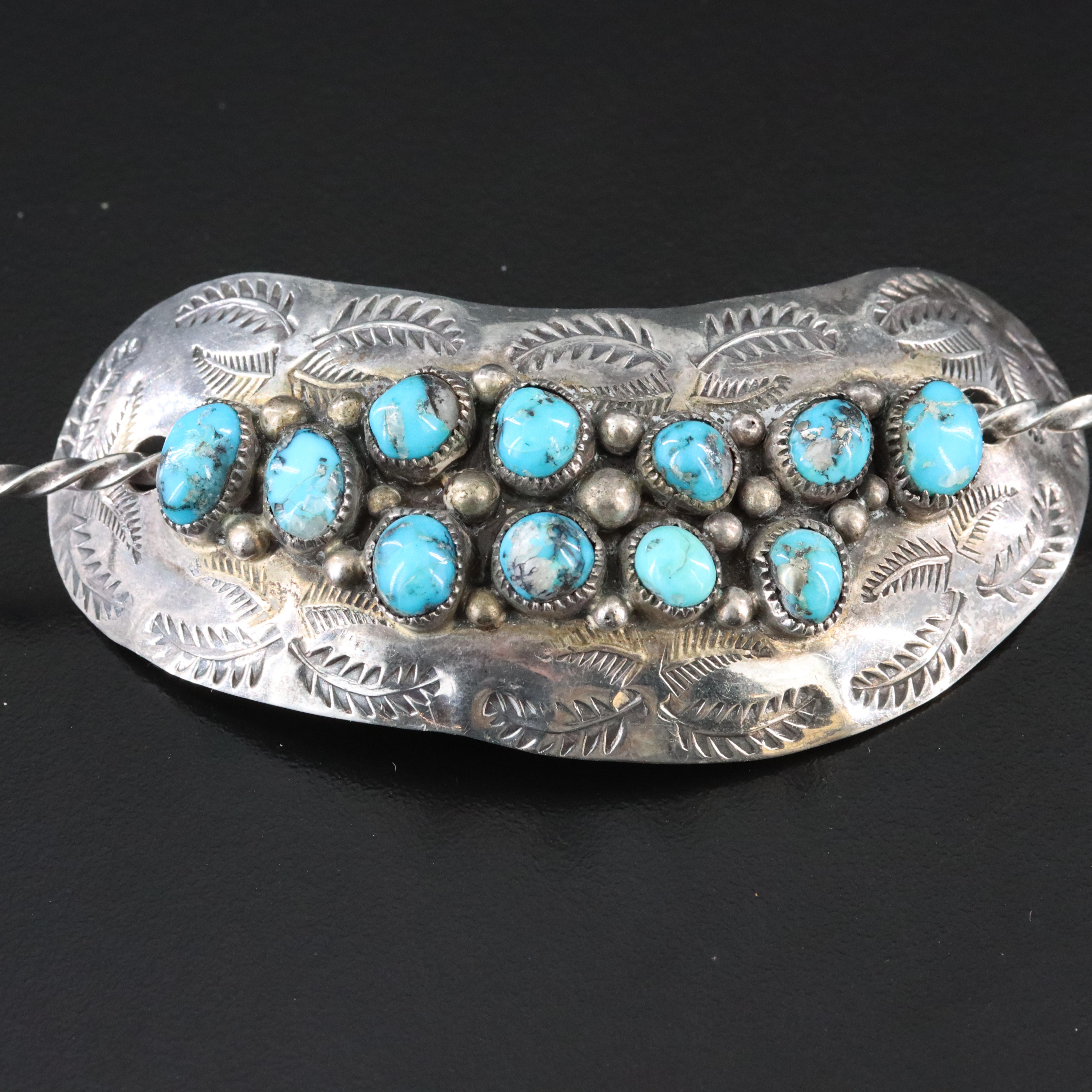 Les Baker Shop Sterling Turquoise Hair Clip