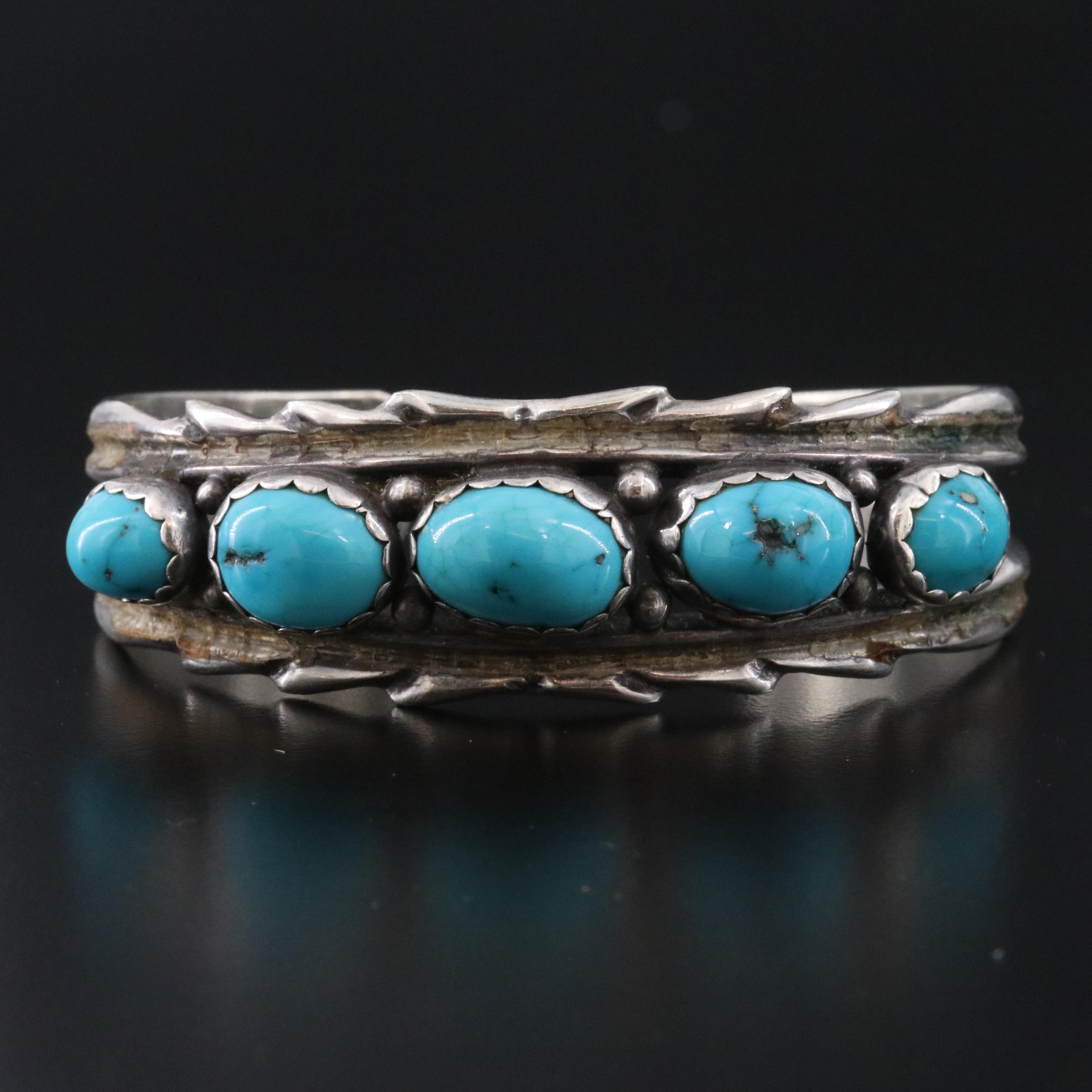 Les Baker Shop Sterling Turquoise Cuff