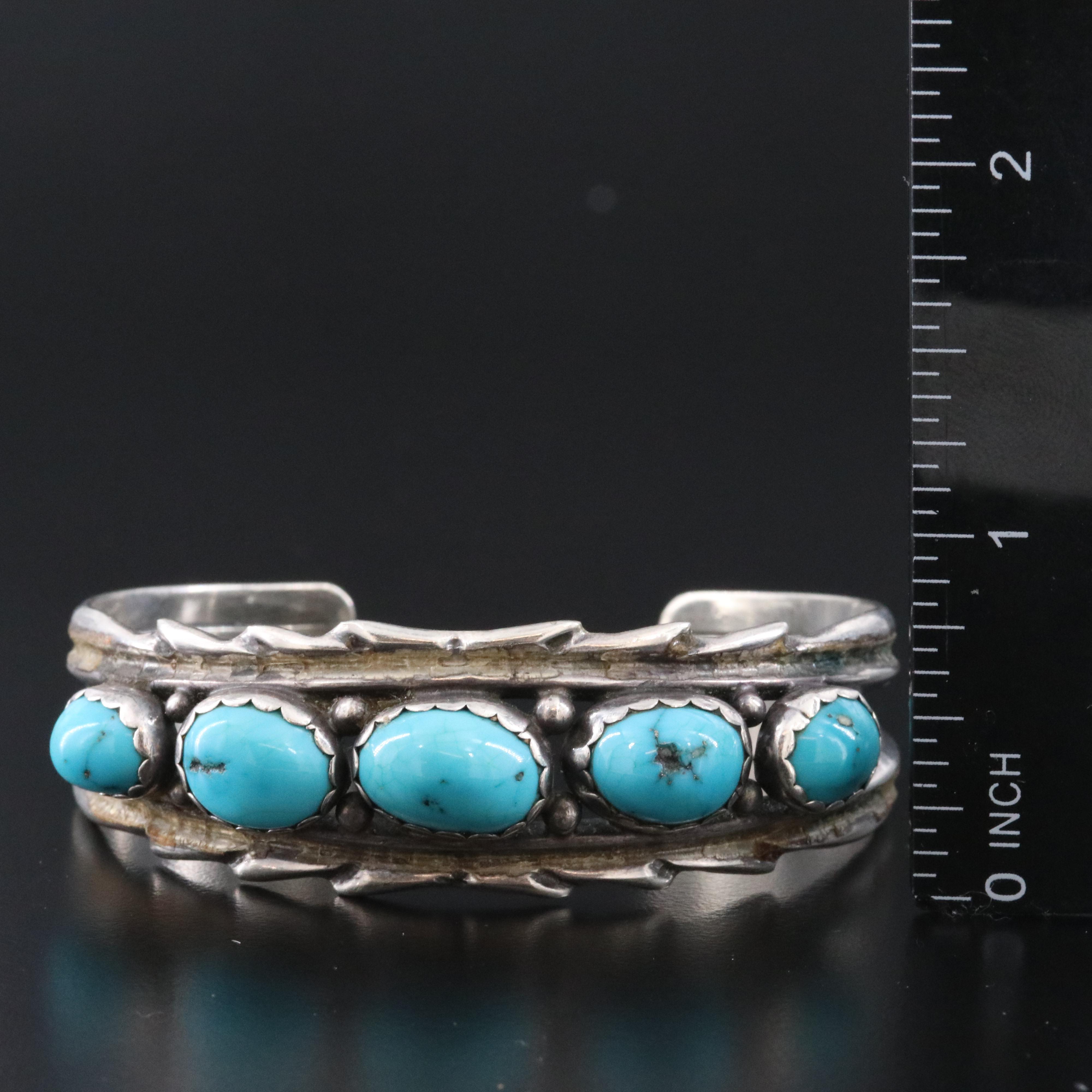 Les Baker Shop Sterling Turquoise Cuff