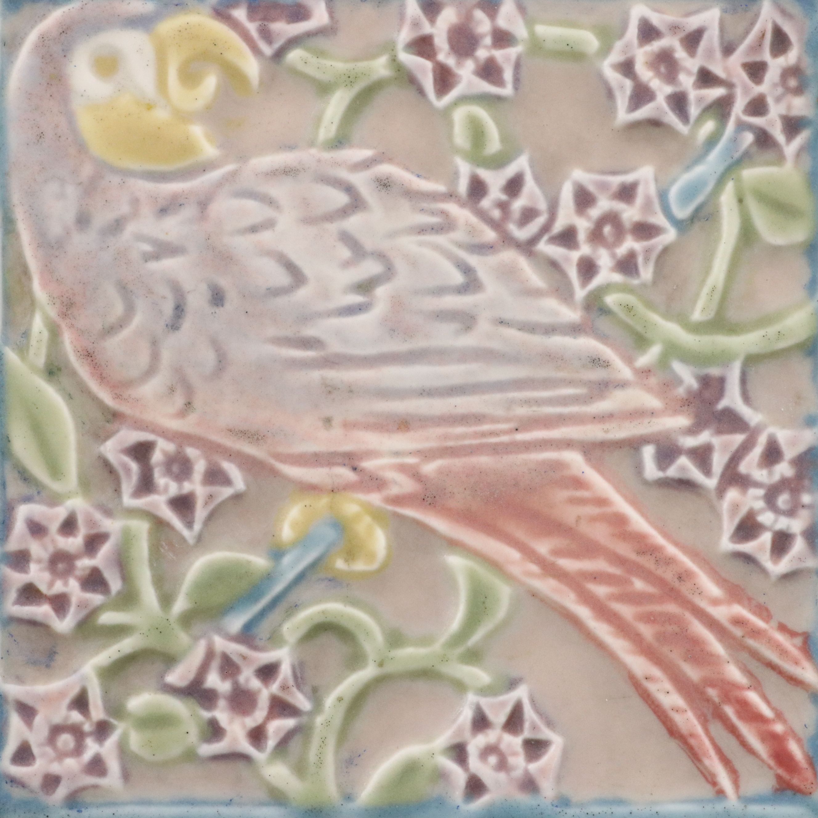 Rookwood Pottery Art Deco Parrot Tile Trivet, 1928