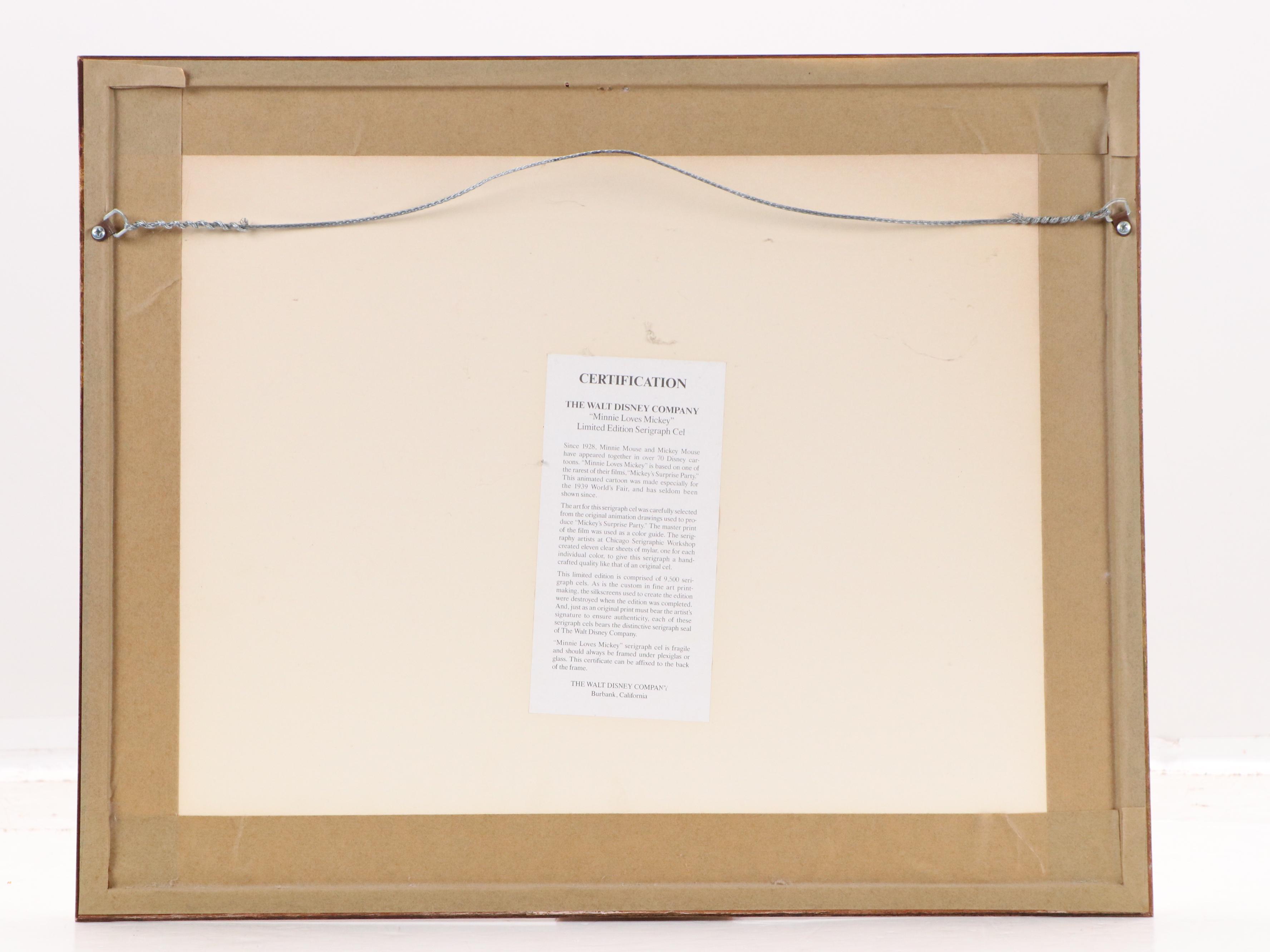 Disney "Minnie Loves Mickey" Sericel From "Mickey's Surprise Party"