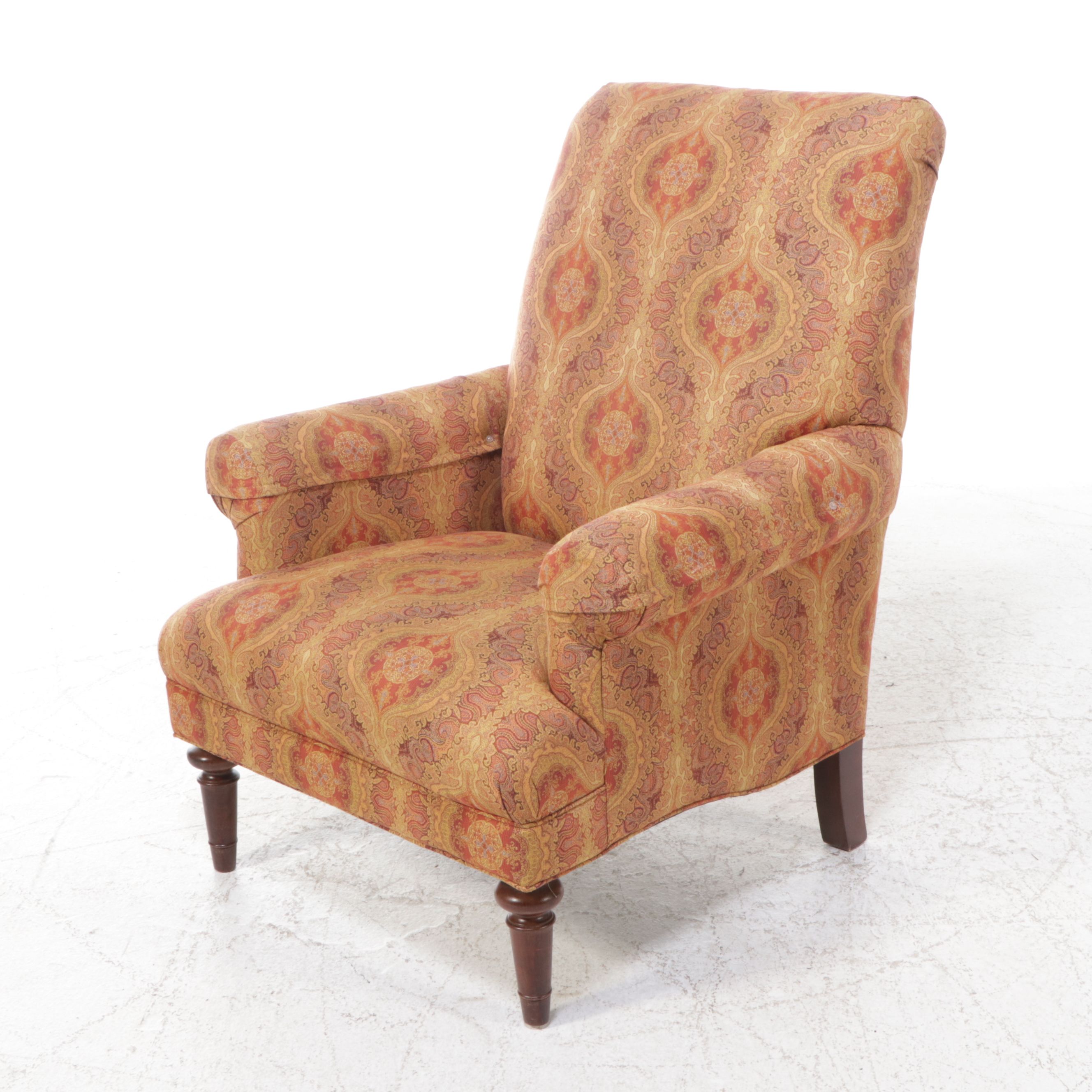 Bassett Paisley Upholstered Armchair, Late 20th/Early 21st Century