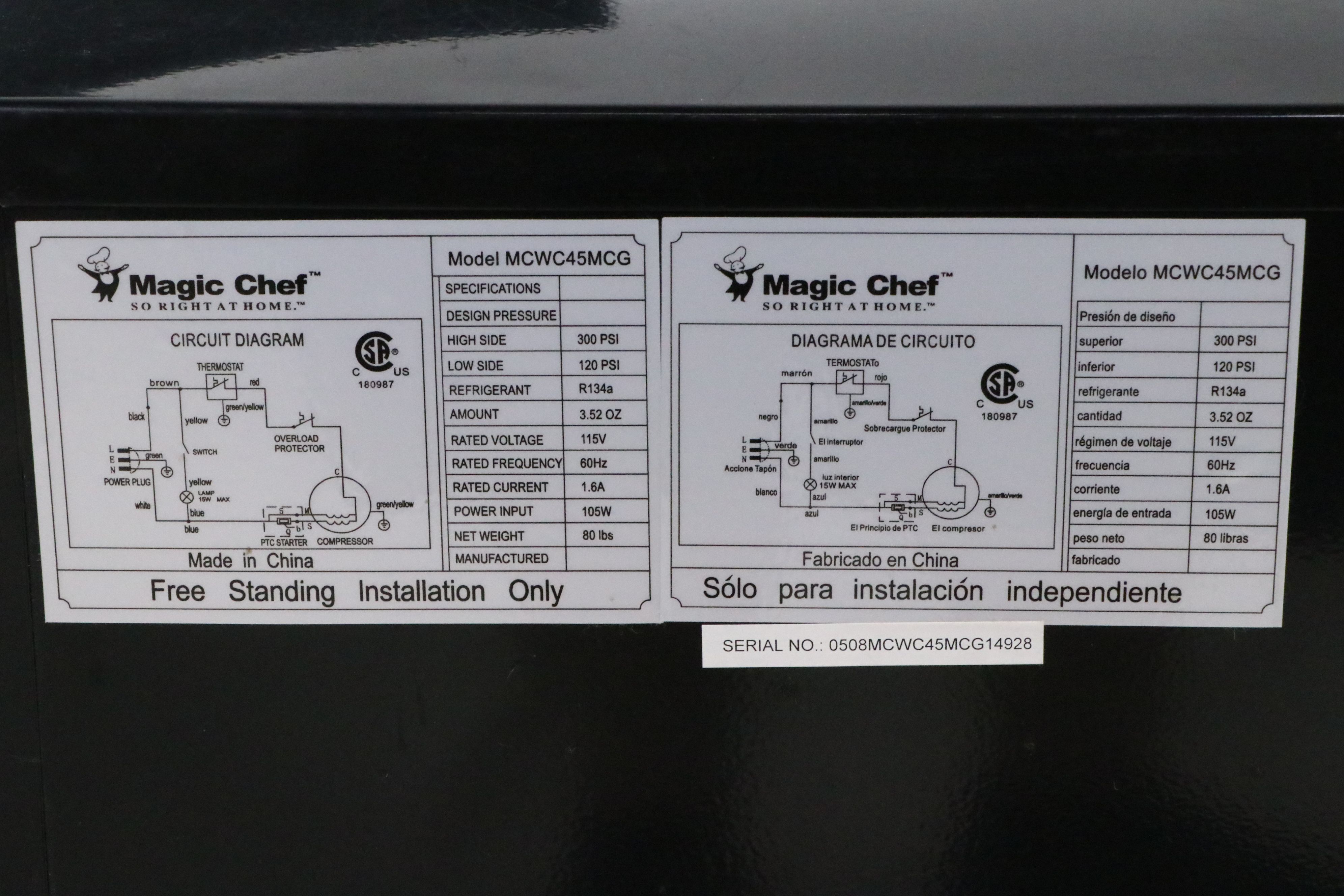 Magic Chef 45-Bottle Freestanding Wine Chiller