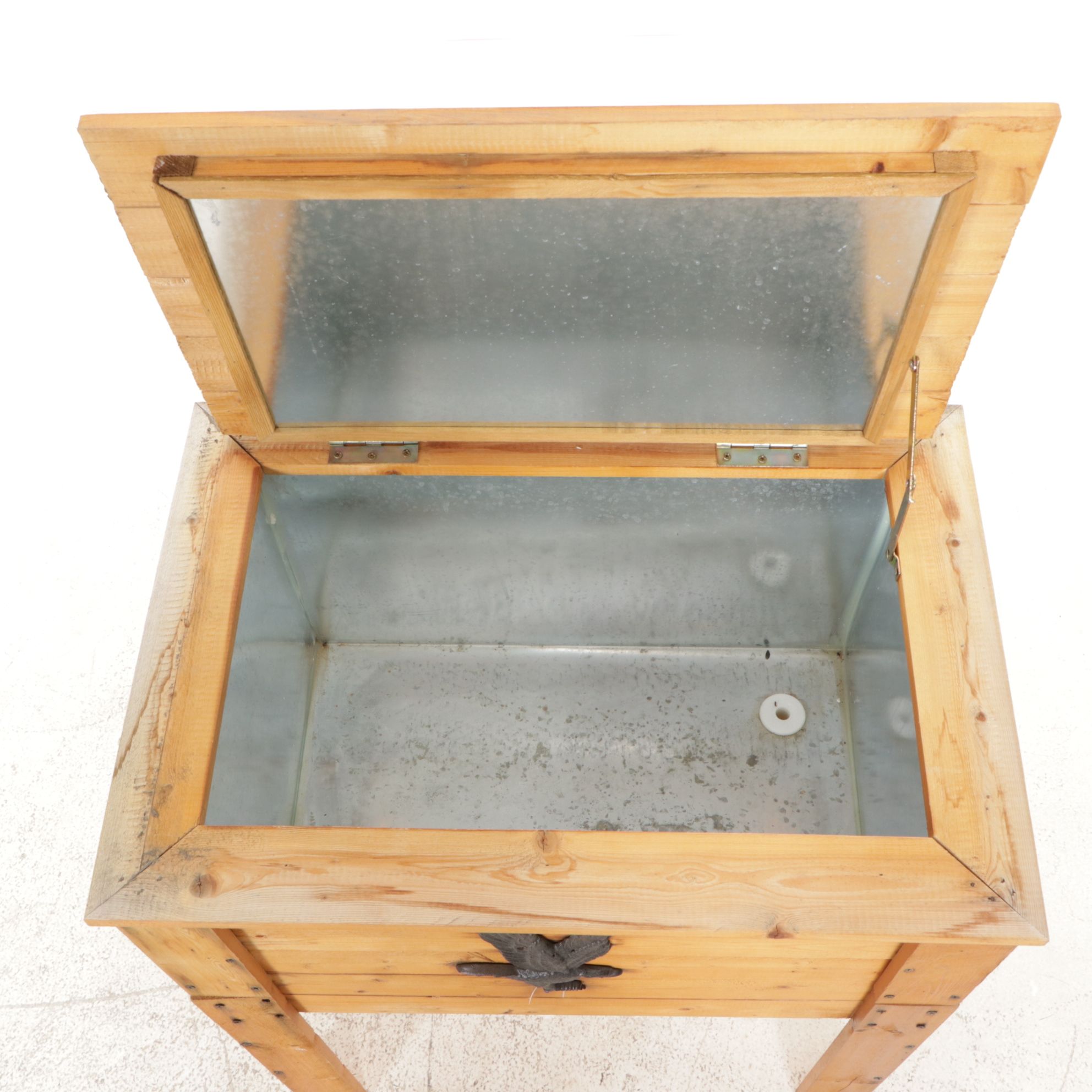 Wooden Patio Beverage Cooler with Bird Motif