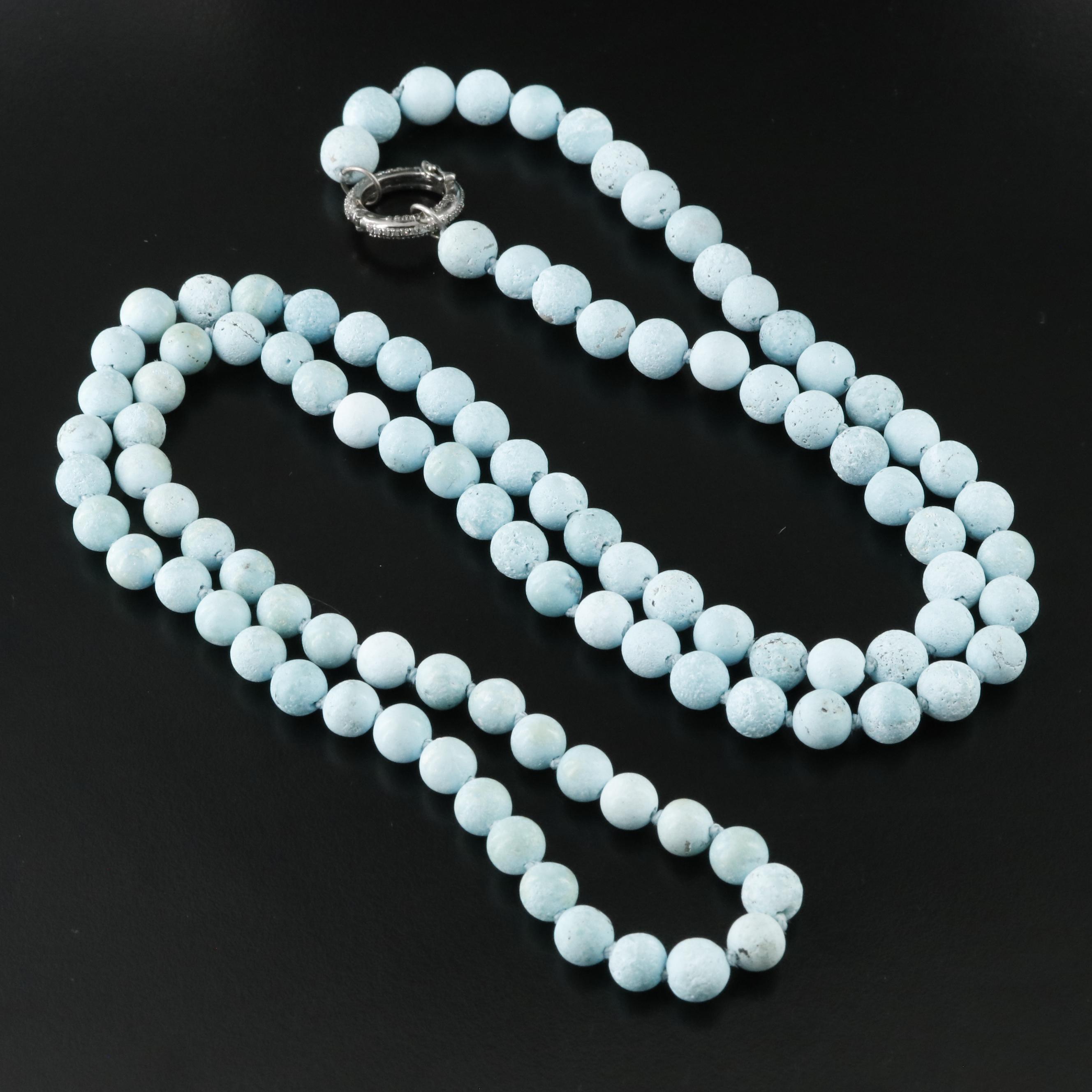 Sheryl Lowe Sterling Turquoise and Diamond Necklace