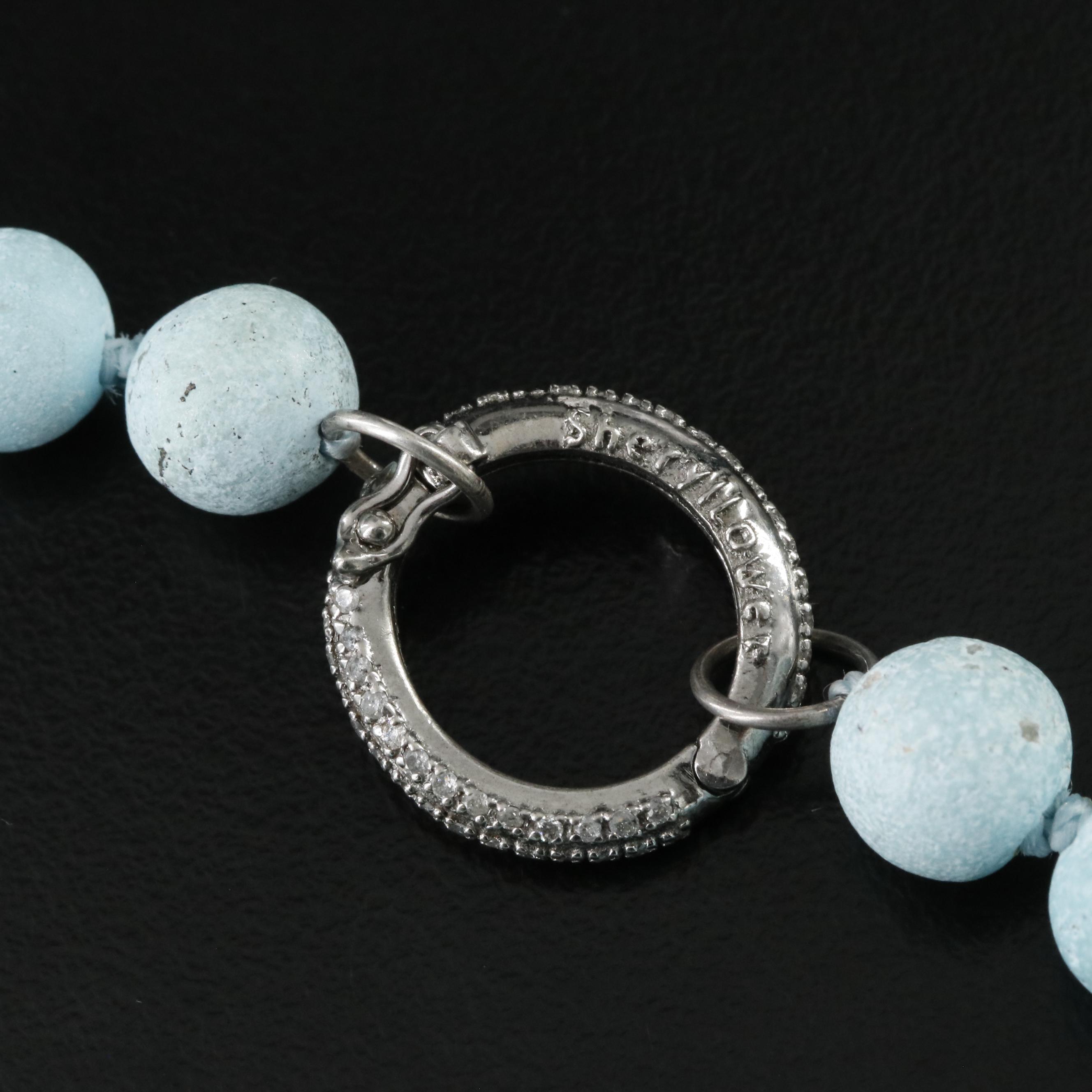 Sheryl Lowe Sterling Turquoise and Diamond Necklace